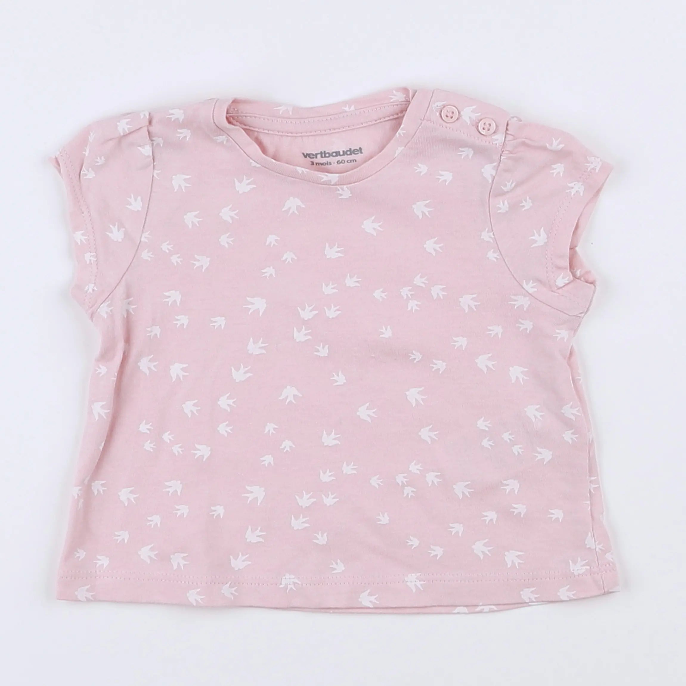 Vertbaudet - tee-shirt rose - 3 mois