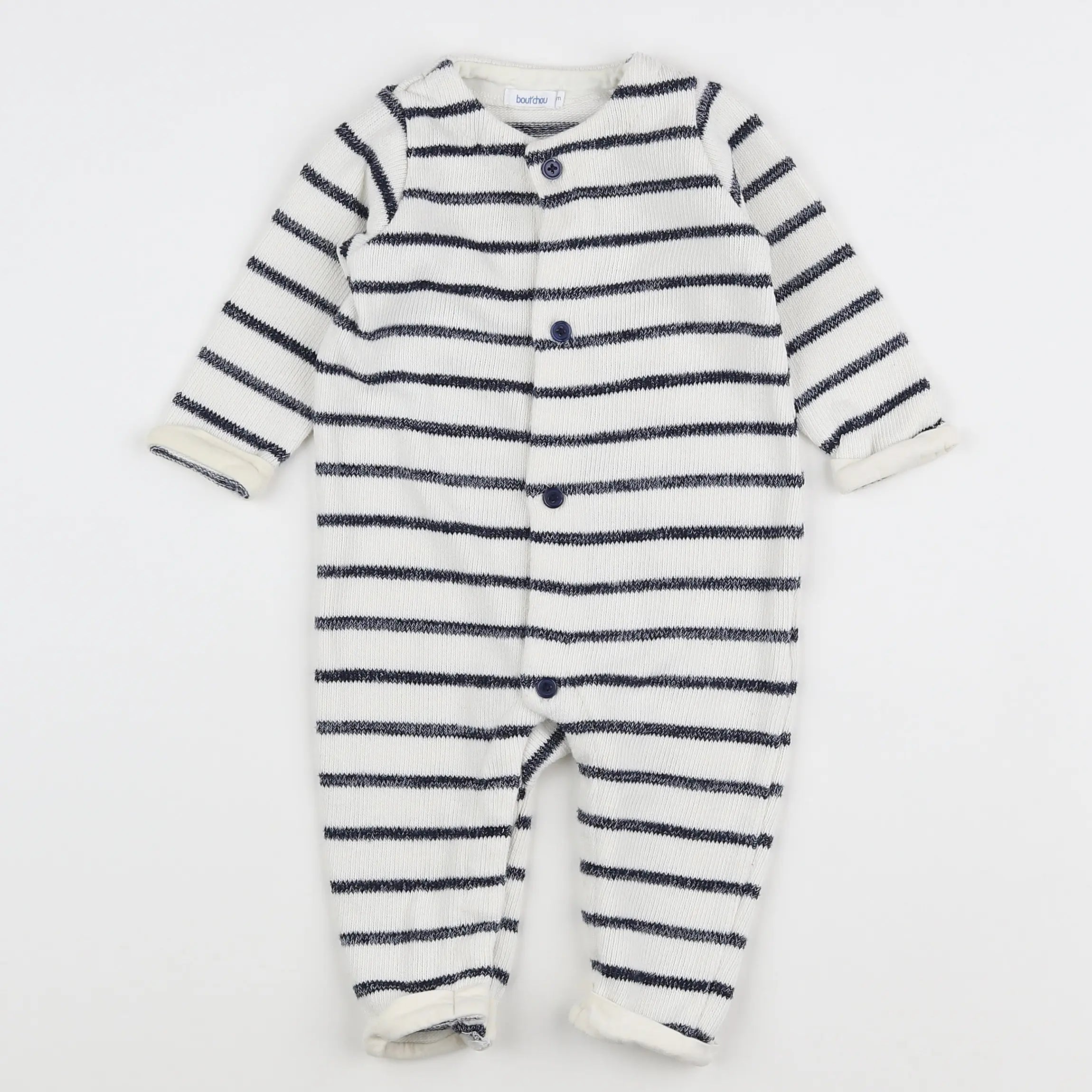 Boutchou - pyjama coton beige, bleu - 6 mois