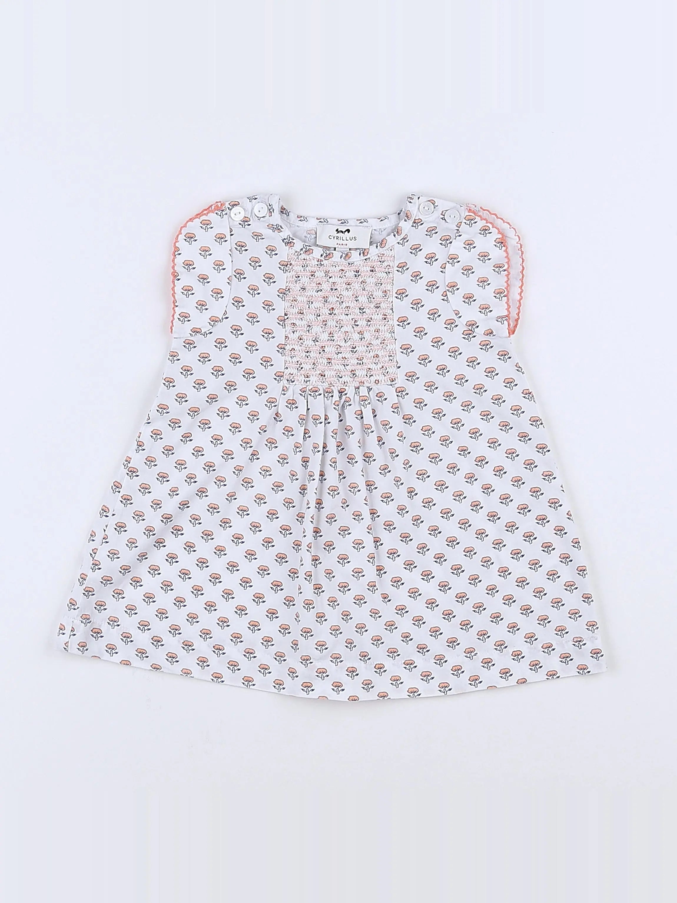 Cyrillus - robe blanc, rose - 3 mois