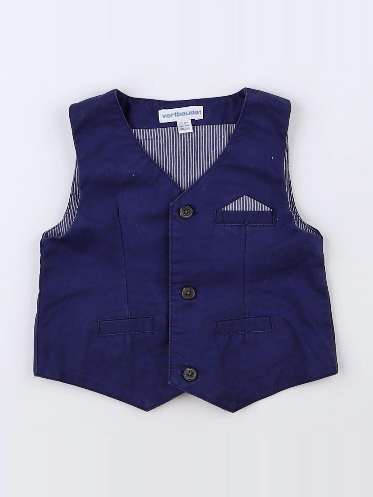 Vertbaudet - gilet bleu - 9 mois