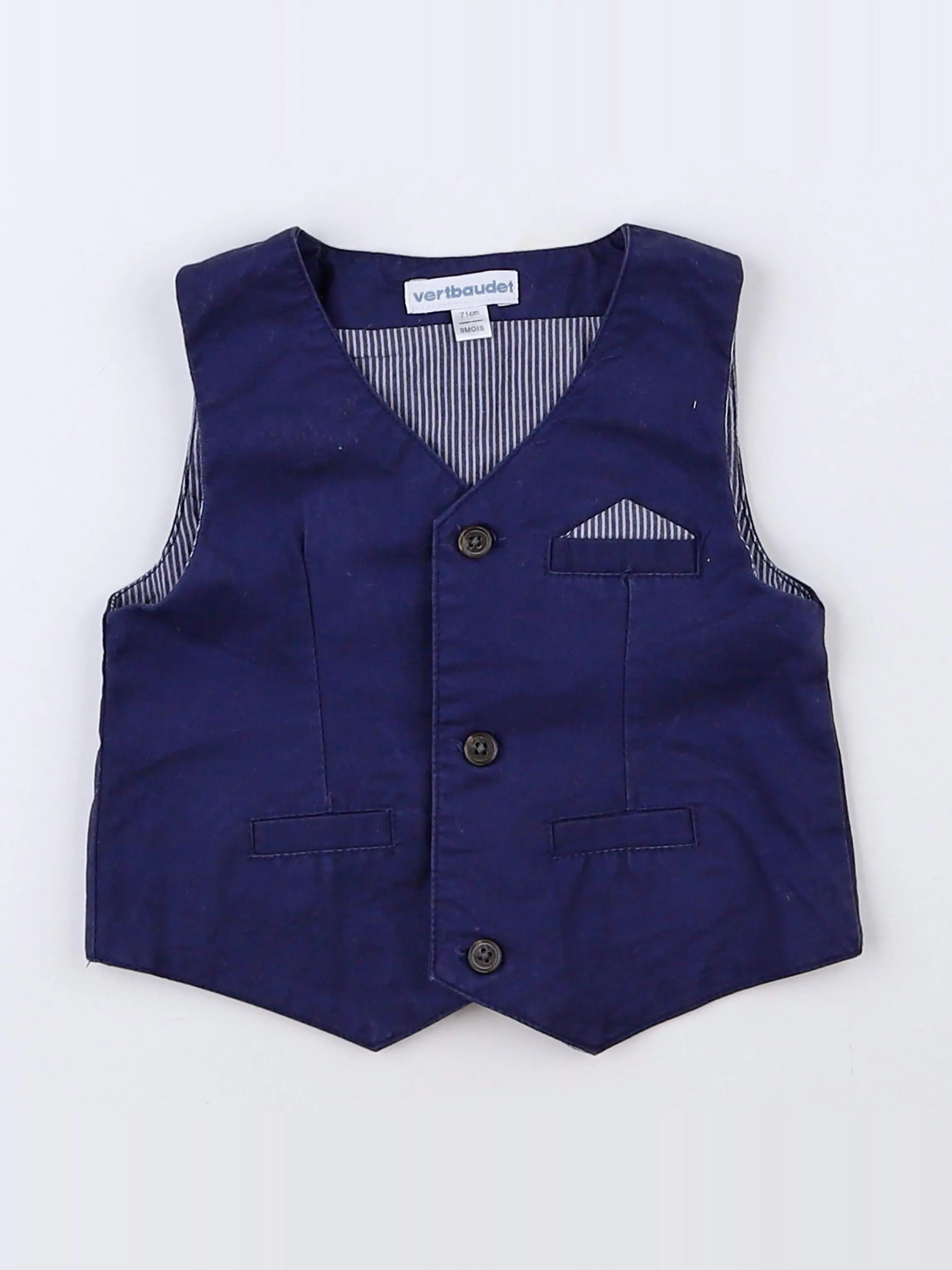 Vertbaudet - gilet bleu - 9 mois