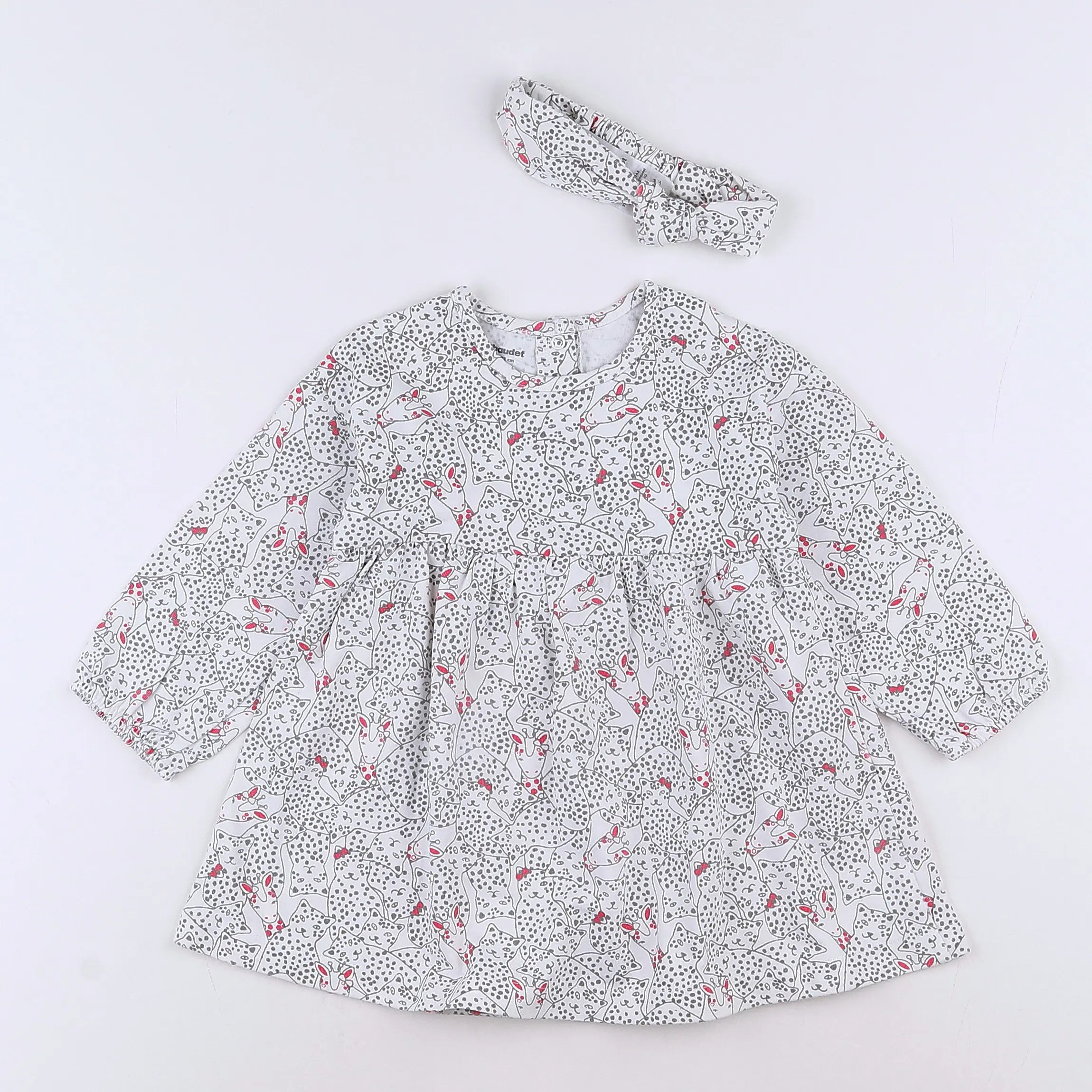 Vertbaudet - robe blanc, gris - 18 mois