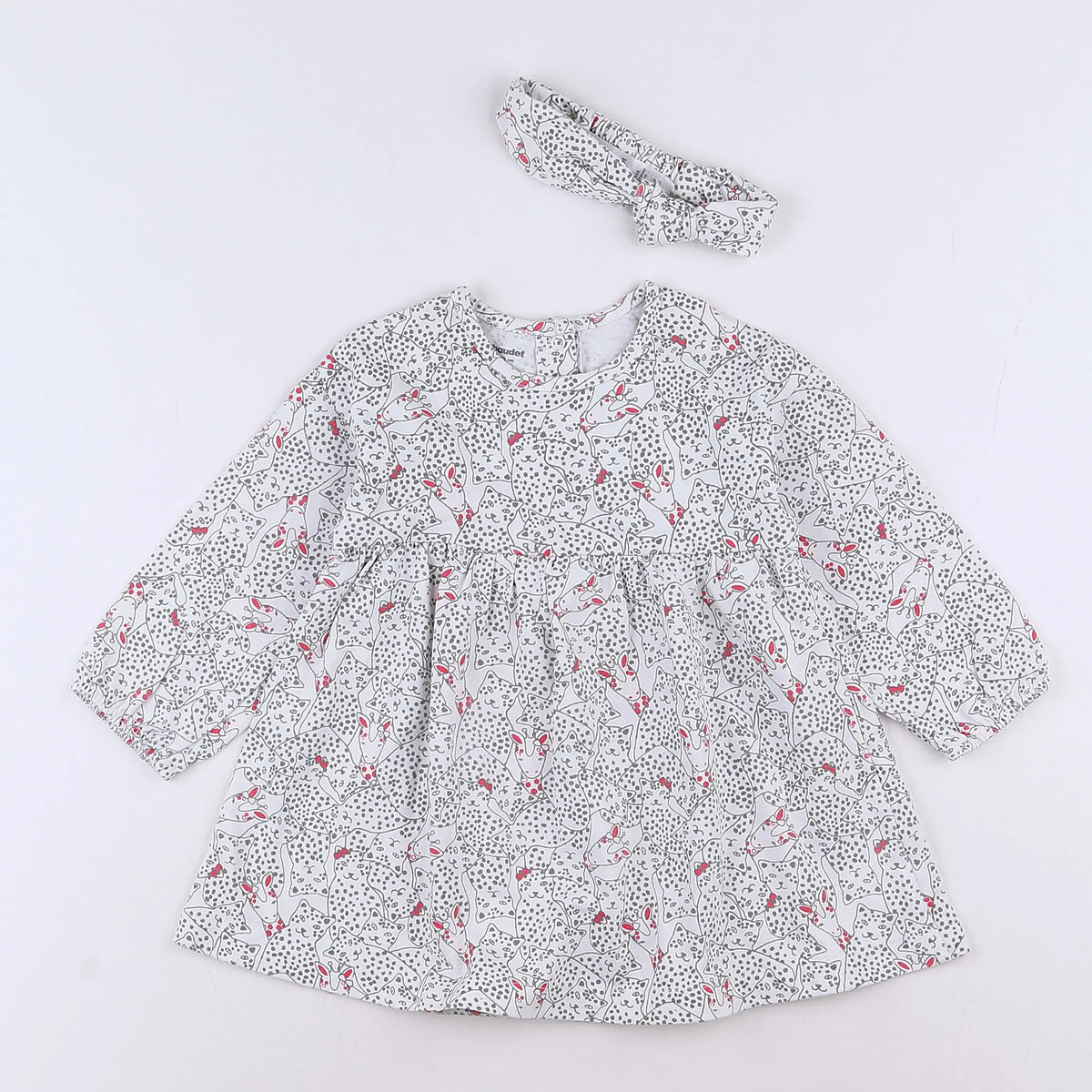 Vertbaudet - robe blanc, gris - 18 mois