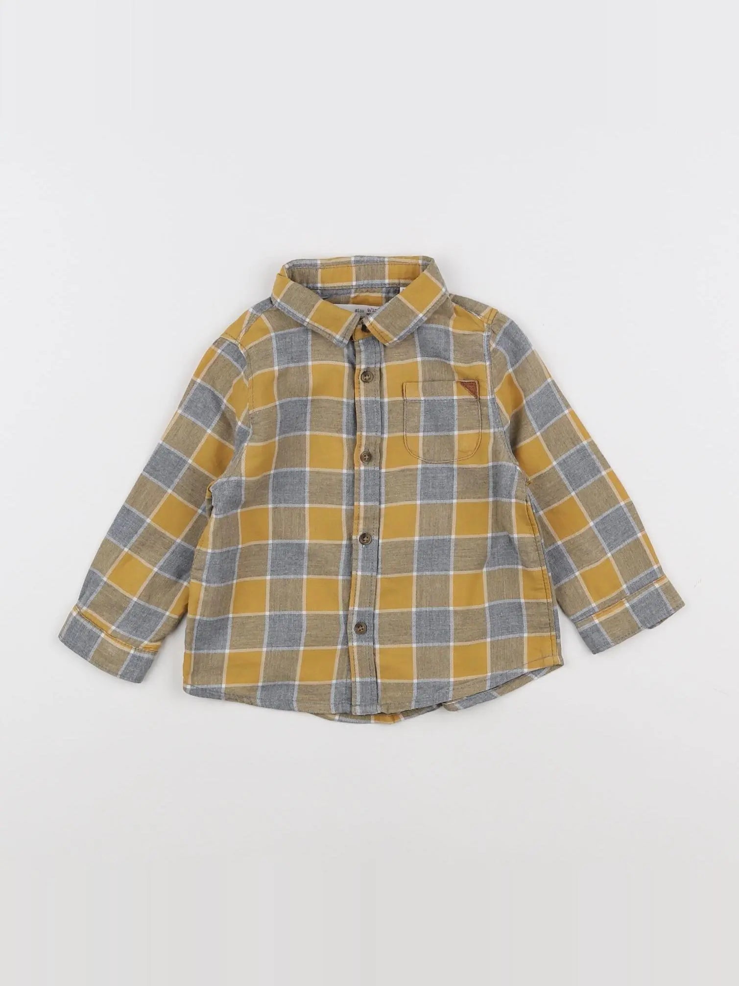 Zara - chemise jaune, gris - 9/12 mois
