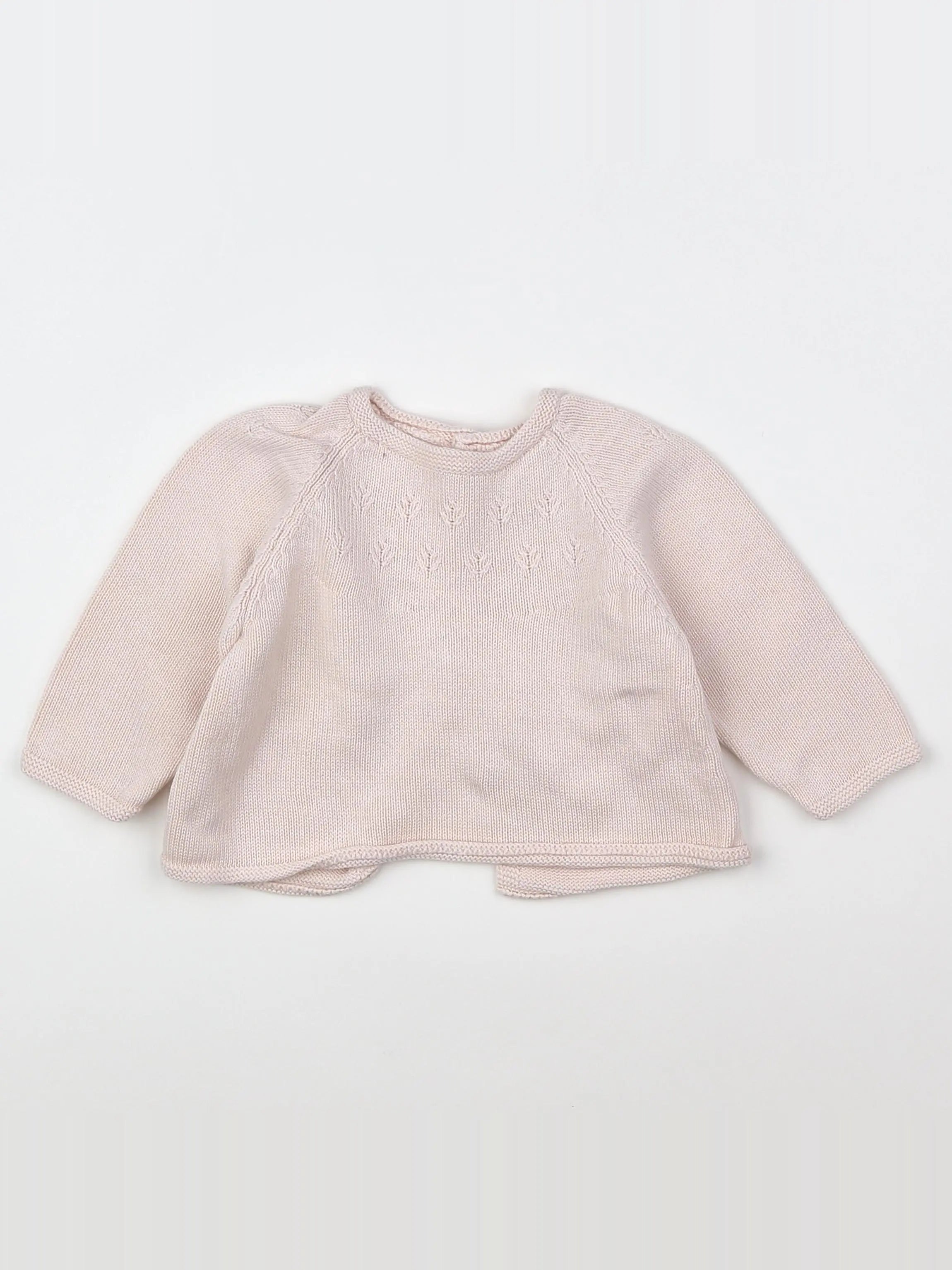 Bonnet à Pompon - pull rose - 6 mois