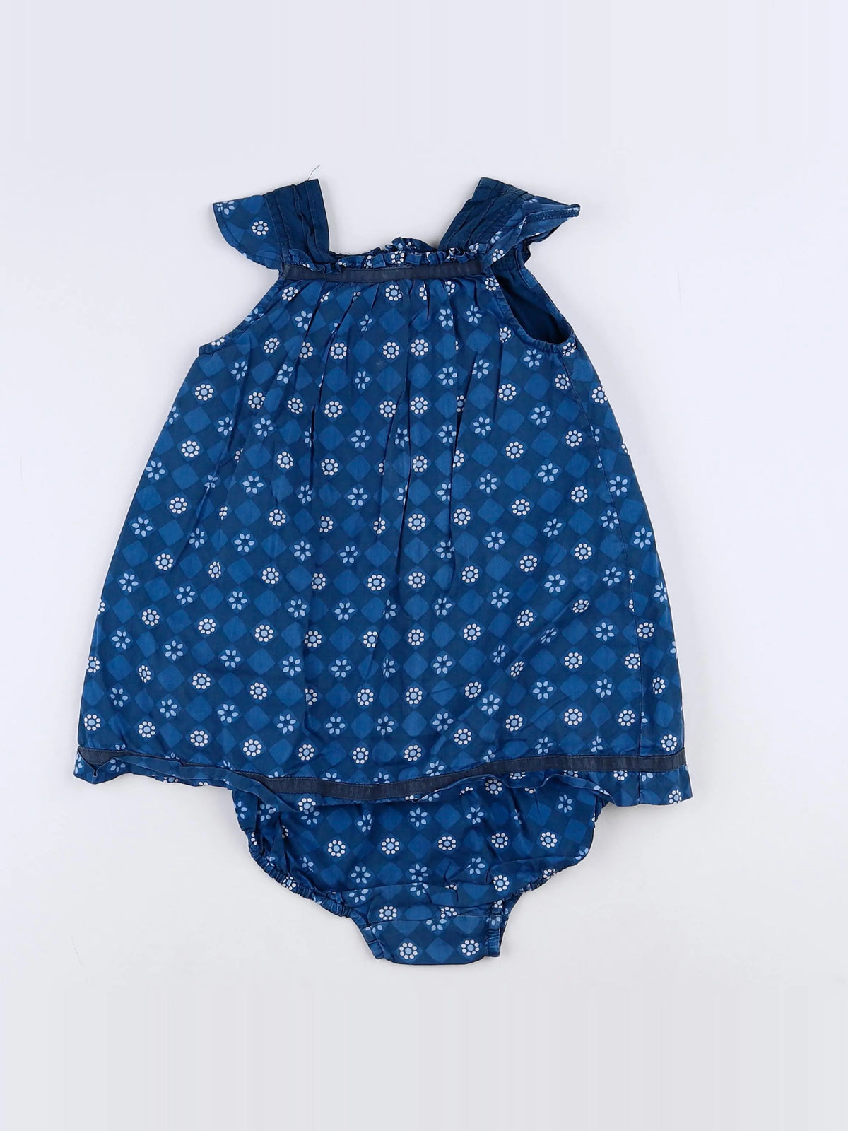 Natalys - robe bleu, gris - 12 mois