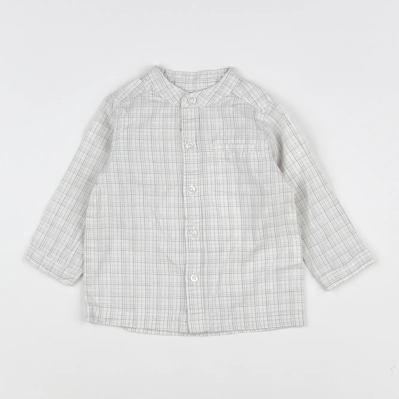 Vertbaudet - chemise blanc, gris - 12 mois