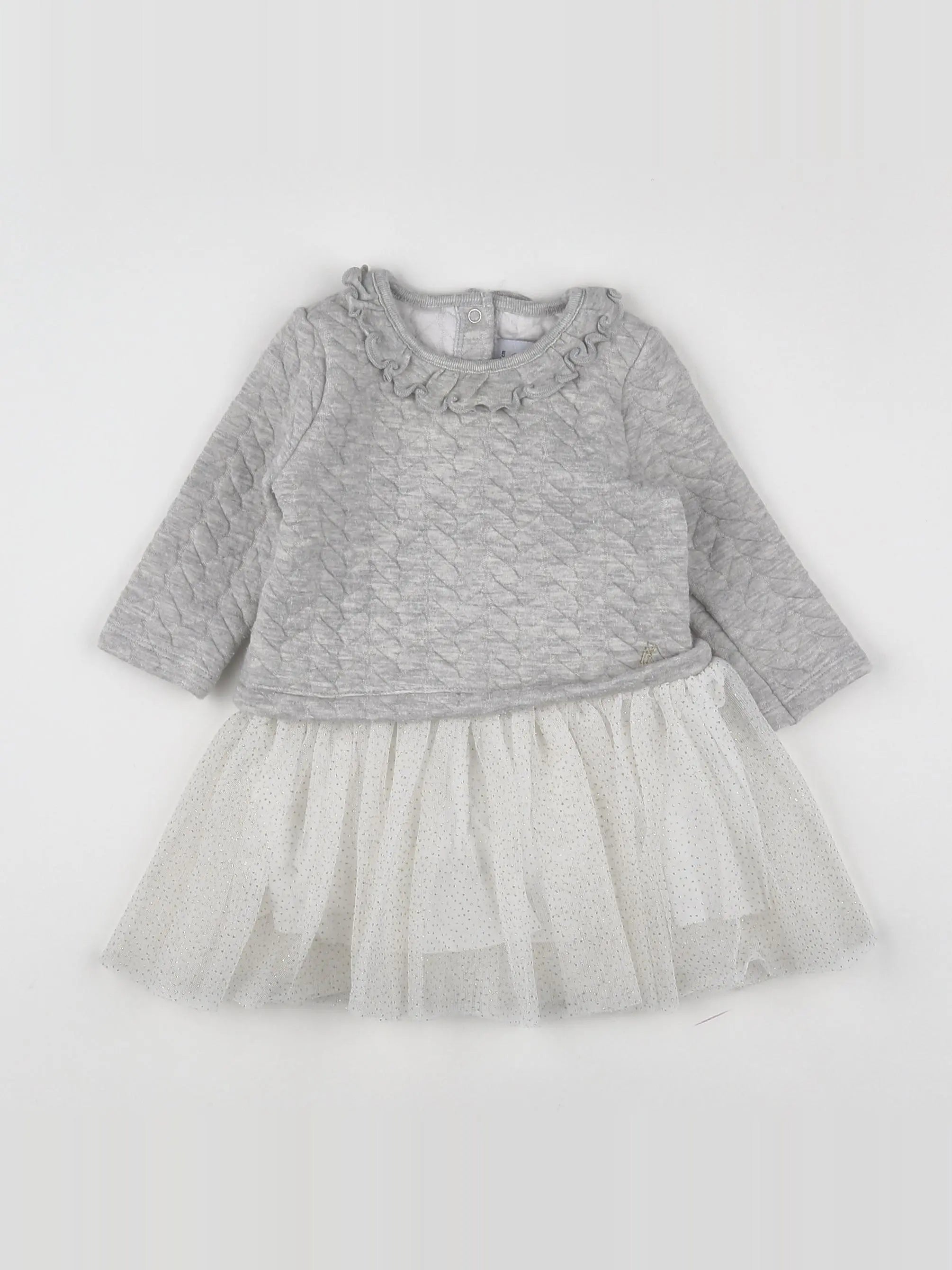 Petit Bateau - robe gris - 6 mois