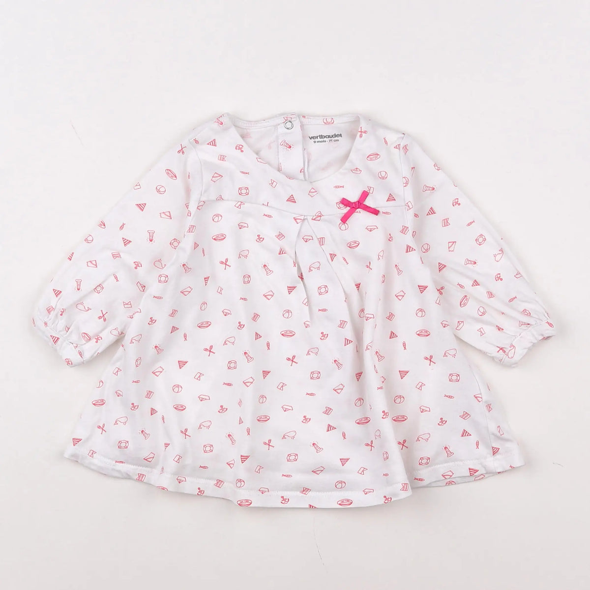 Vertbaudet - robe coton rose - 9 mois