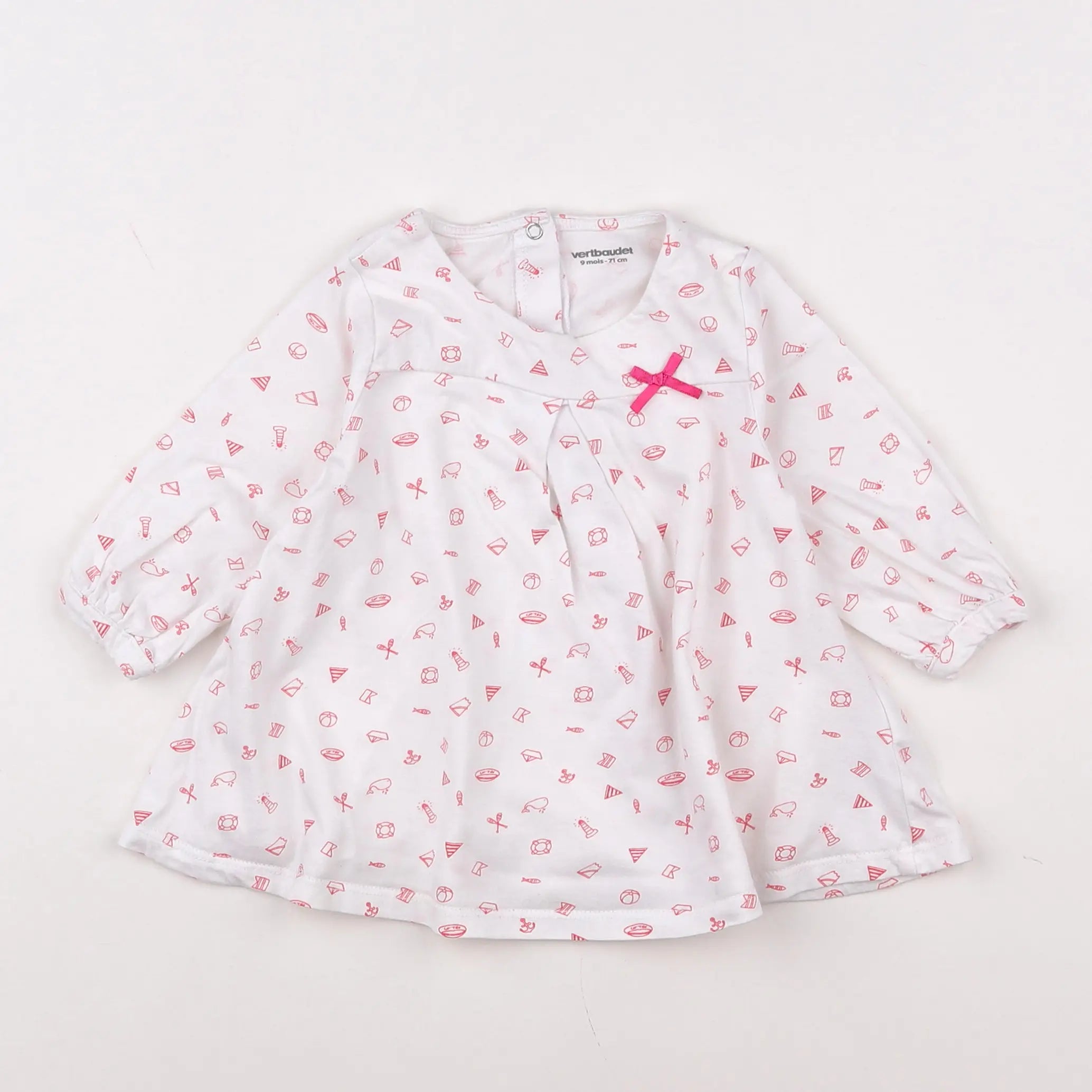 Vertbaudet - robe coton rose - 9 mois