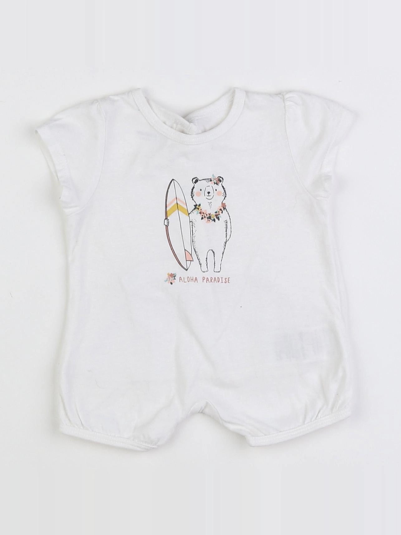 Vertbaudet - pyjama coton blanc, multicolore - 1 mois