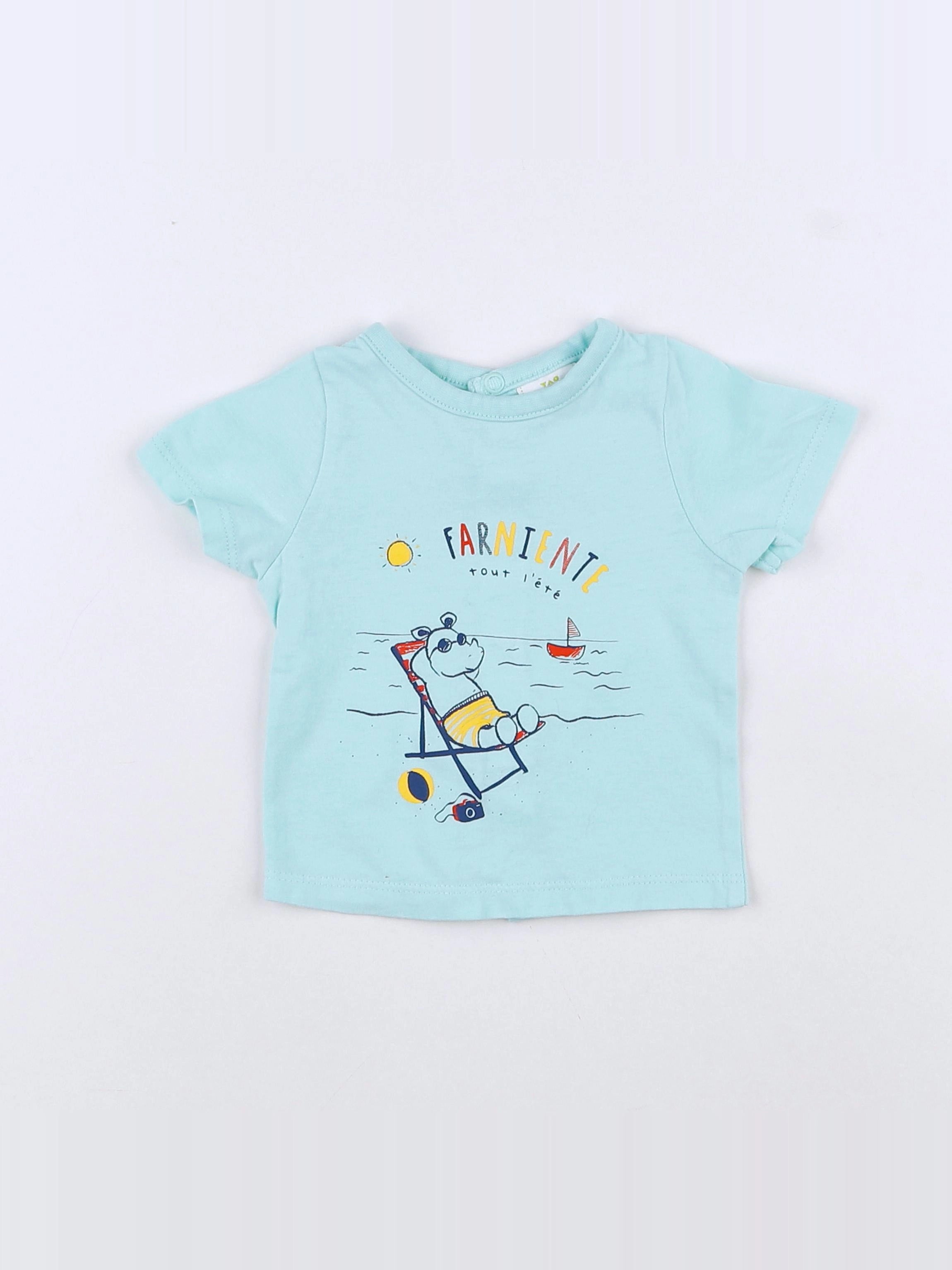 Tape à l'oeil - tee-shirt vert, bleu - 3 mois