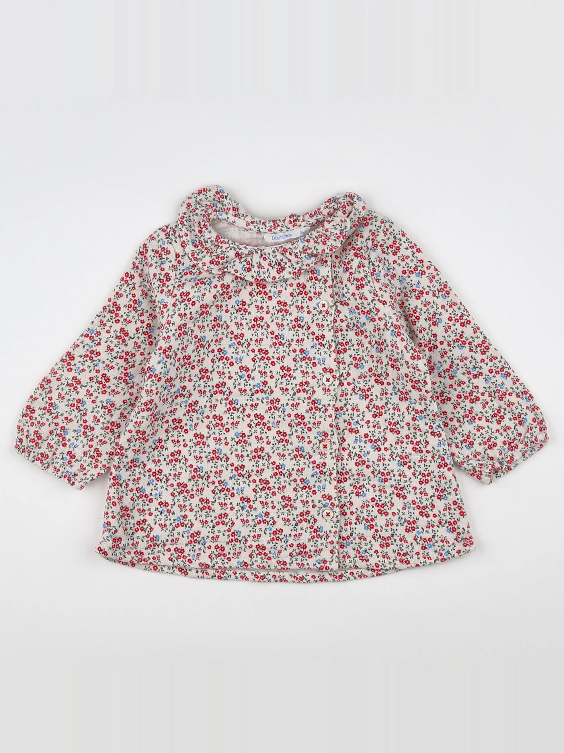Boutchou - blouse beige, rouge - 12 mois