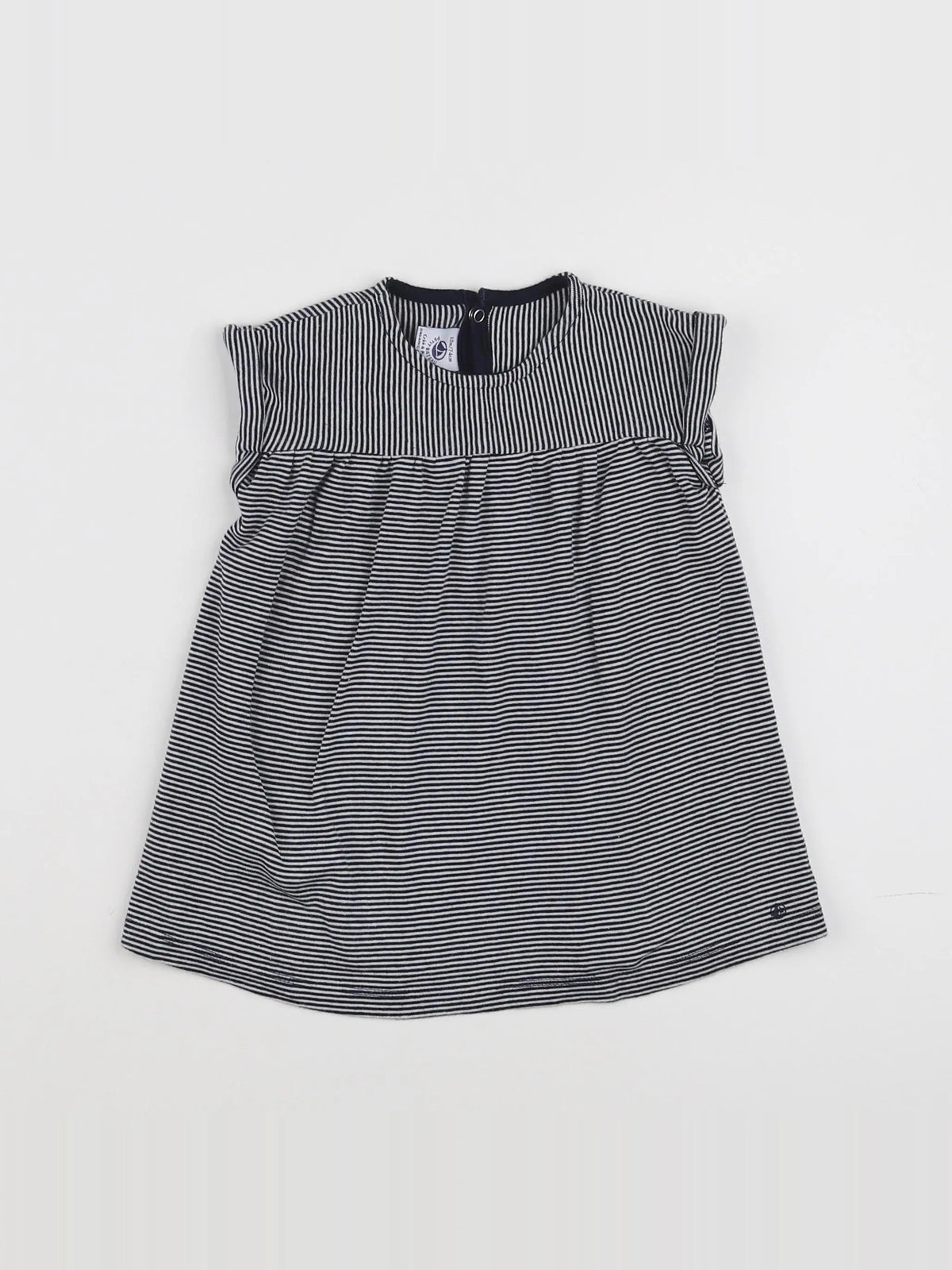 Petit Bateau - robe bleu, blanc - 12 mois