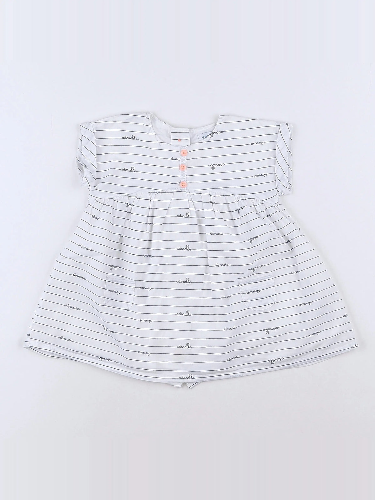 Vertbaudet - robe blanc, bleu - 9 mois