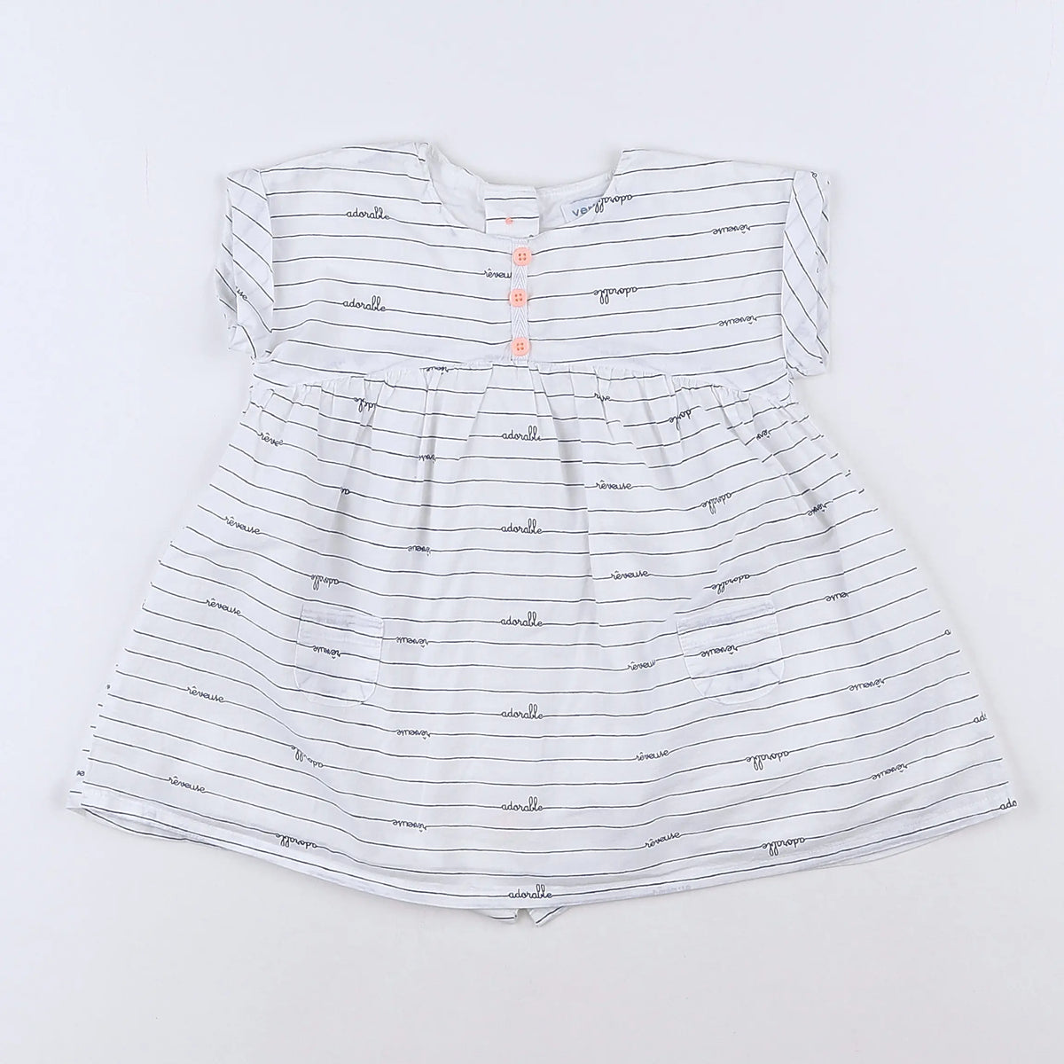 Vertbaudet - robe blanc, bleu - 9 mois