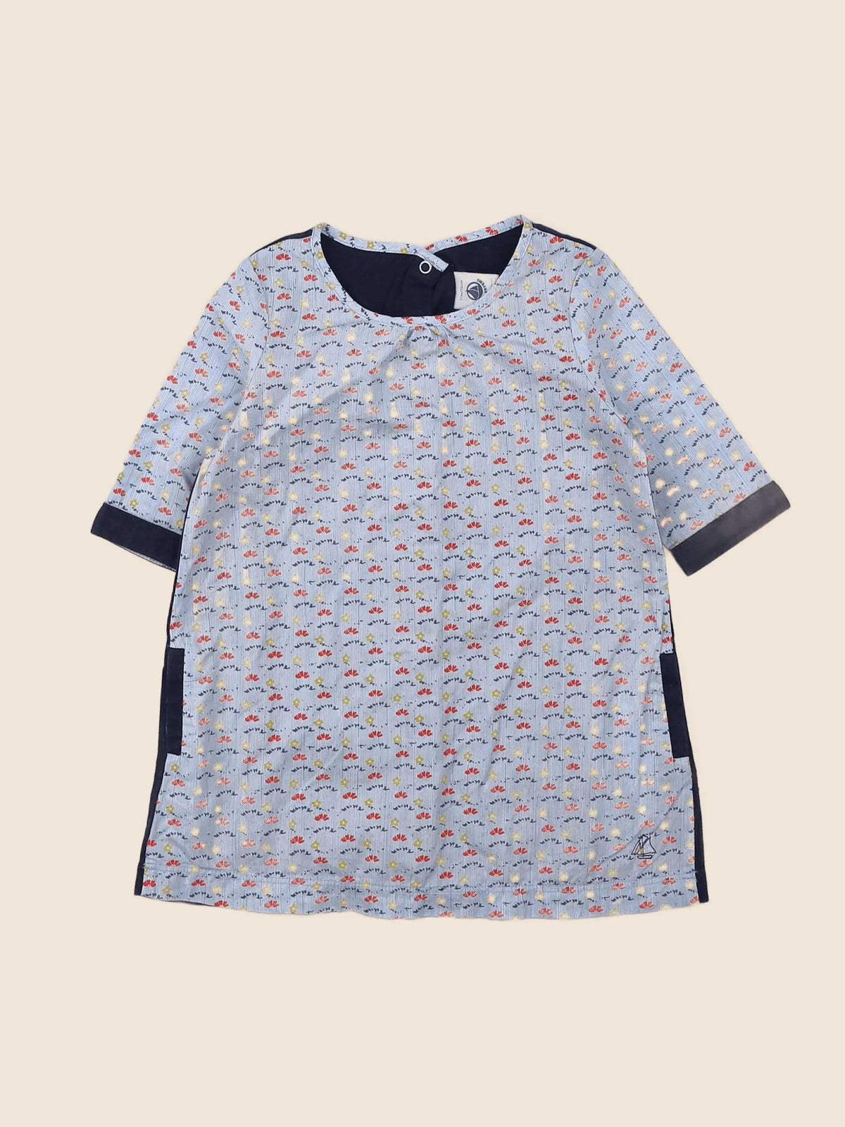 Petit Bateau - robe bleu - 12 mois