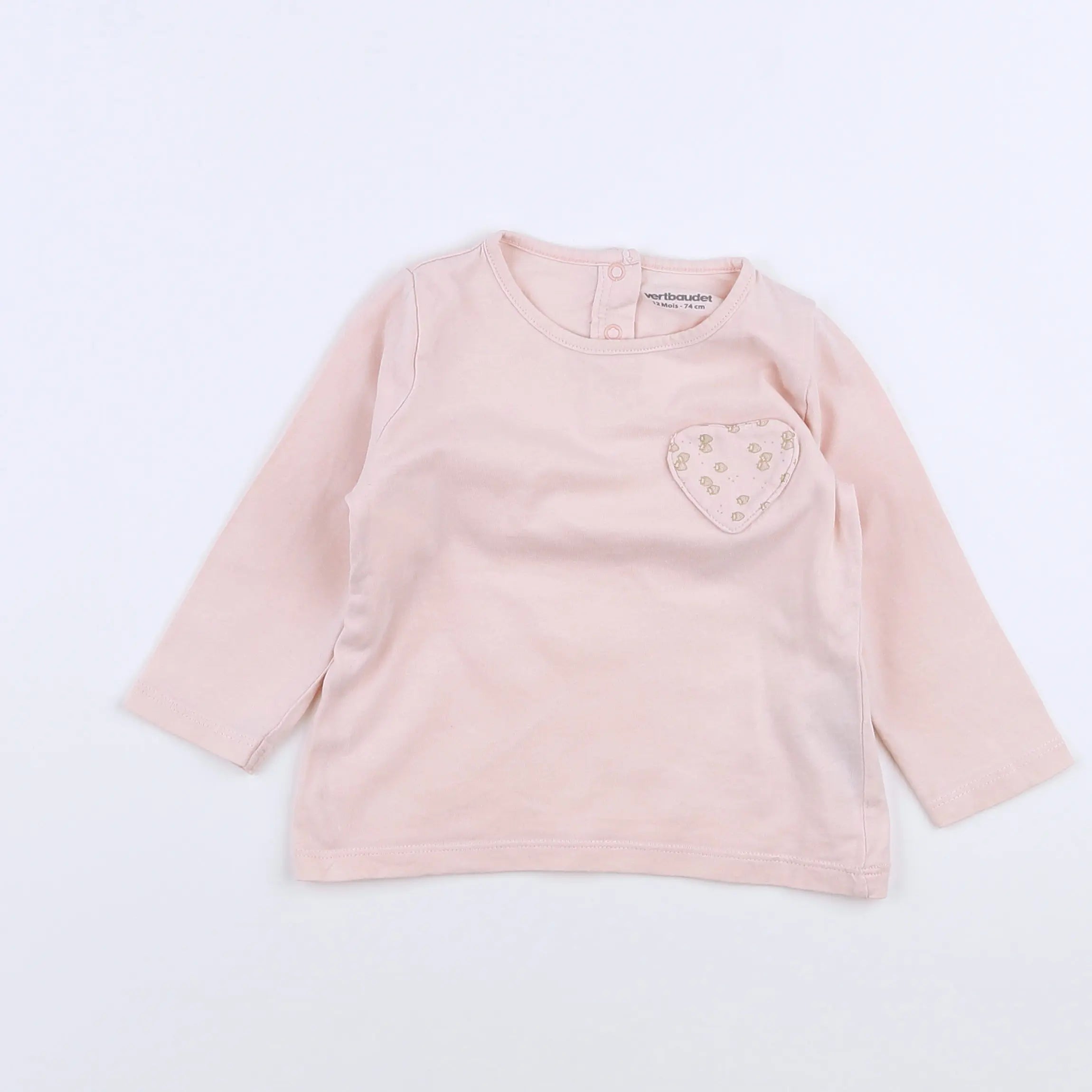 Vertbaudet - tee-shirt rose - 12 mois