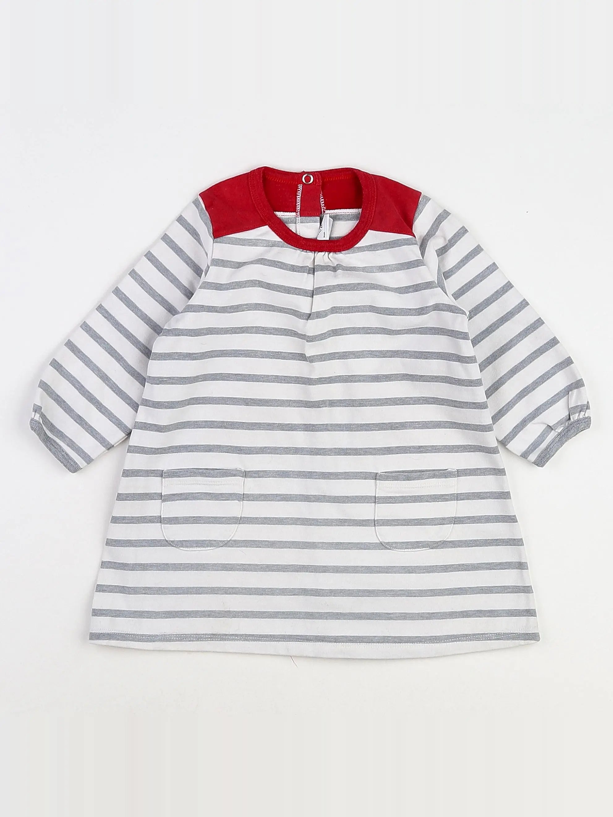 Petit Bateau - robe gris, blanc - 18 mois
