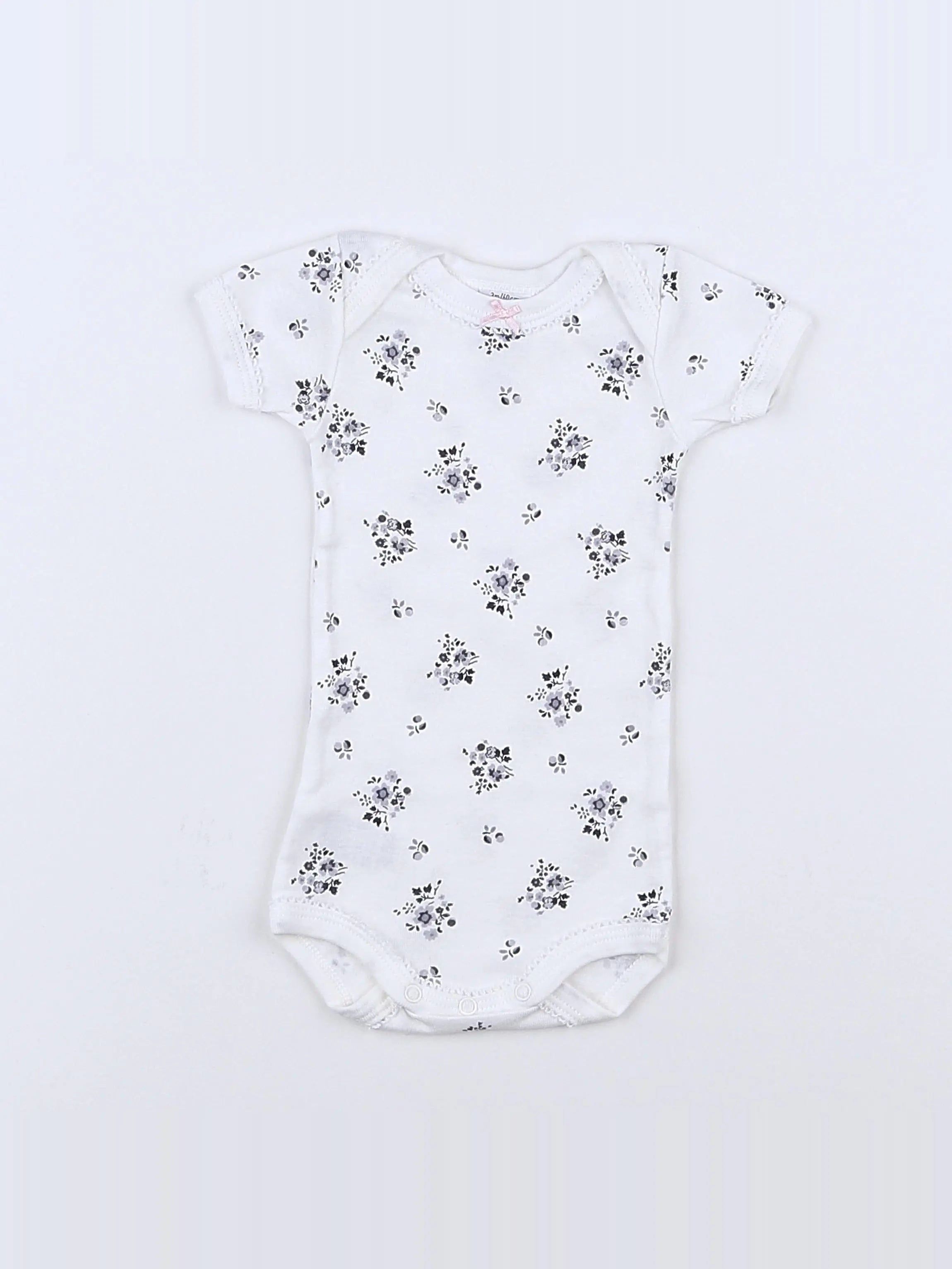 Petit Bateau - body vetement gris, blanc - 3 mois