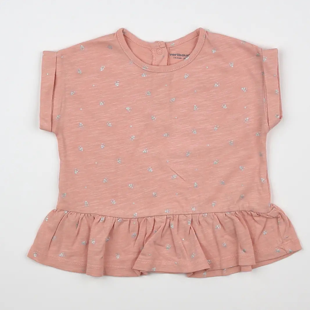 Vertbaudet - tee-shirt argent, rose - 18 mois