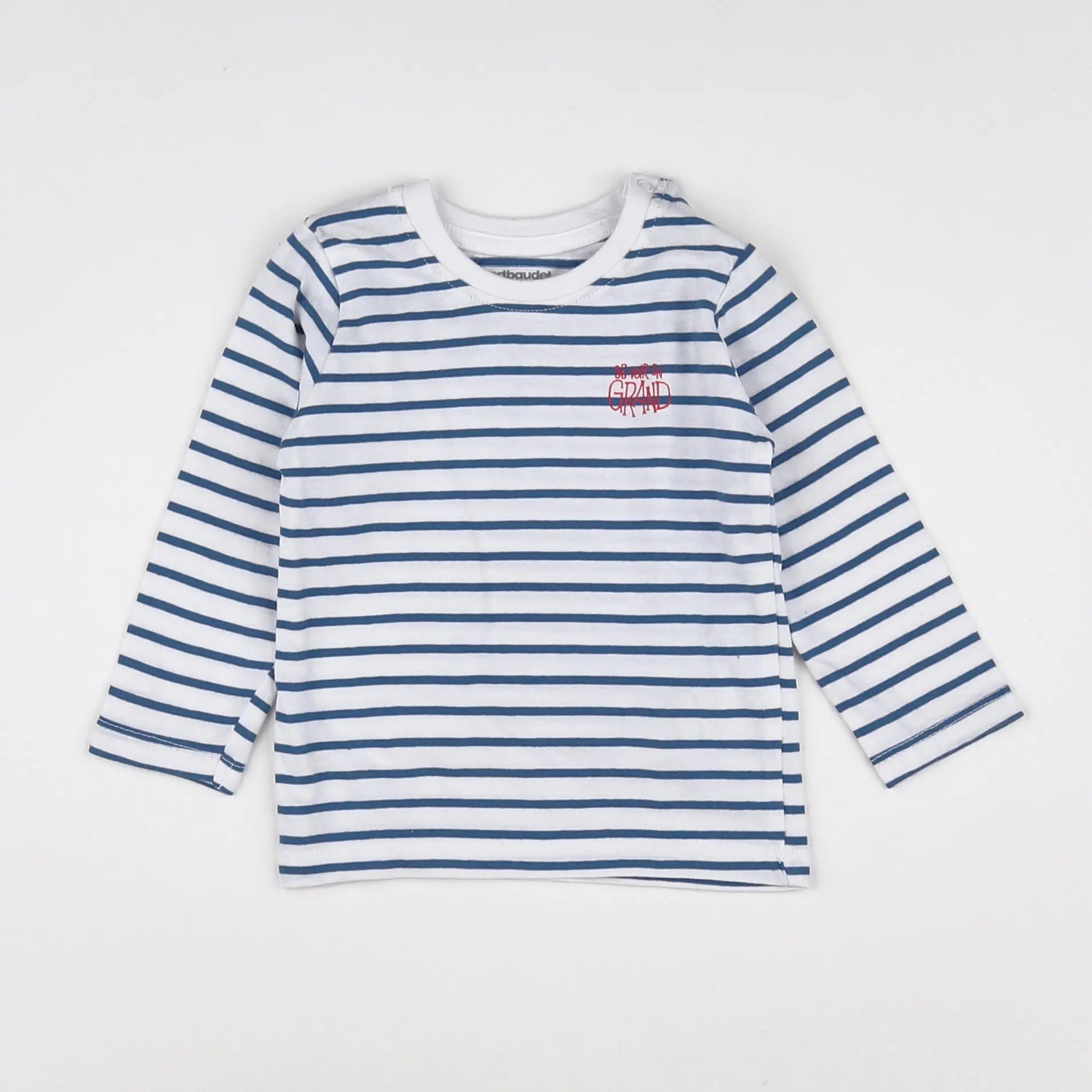 Vertbaudet - tee-shirt blanc, bleu - 6 mois