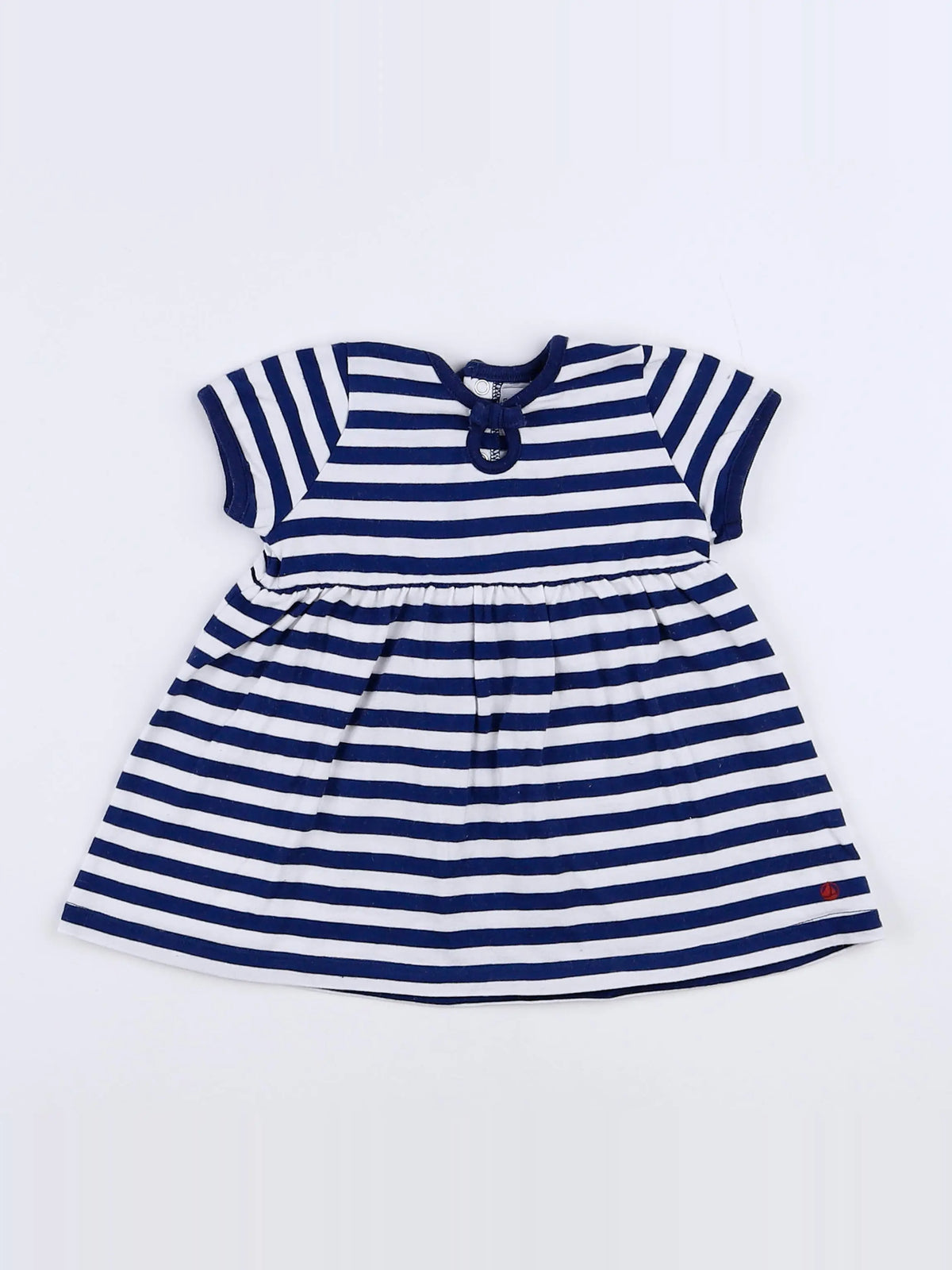 Petit Bateau - robe blanc, bleu - 3 mois