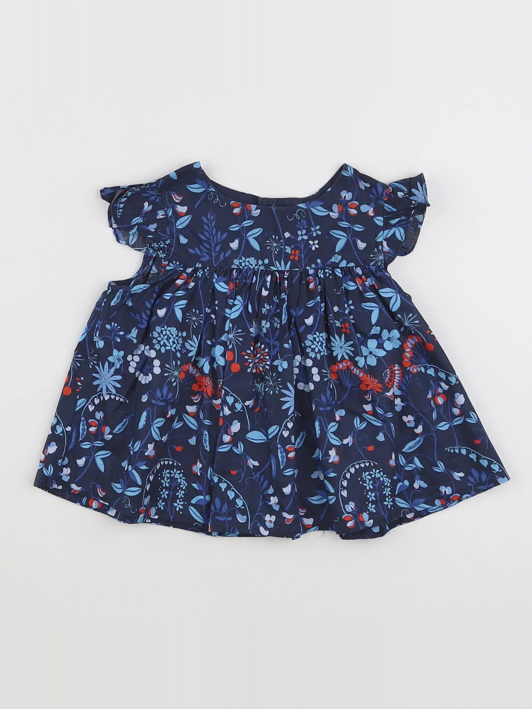 Jacadi - blouse bleu, rouge - 18 mois