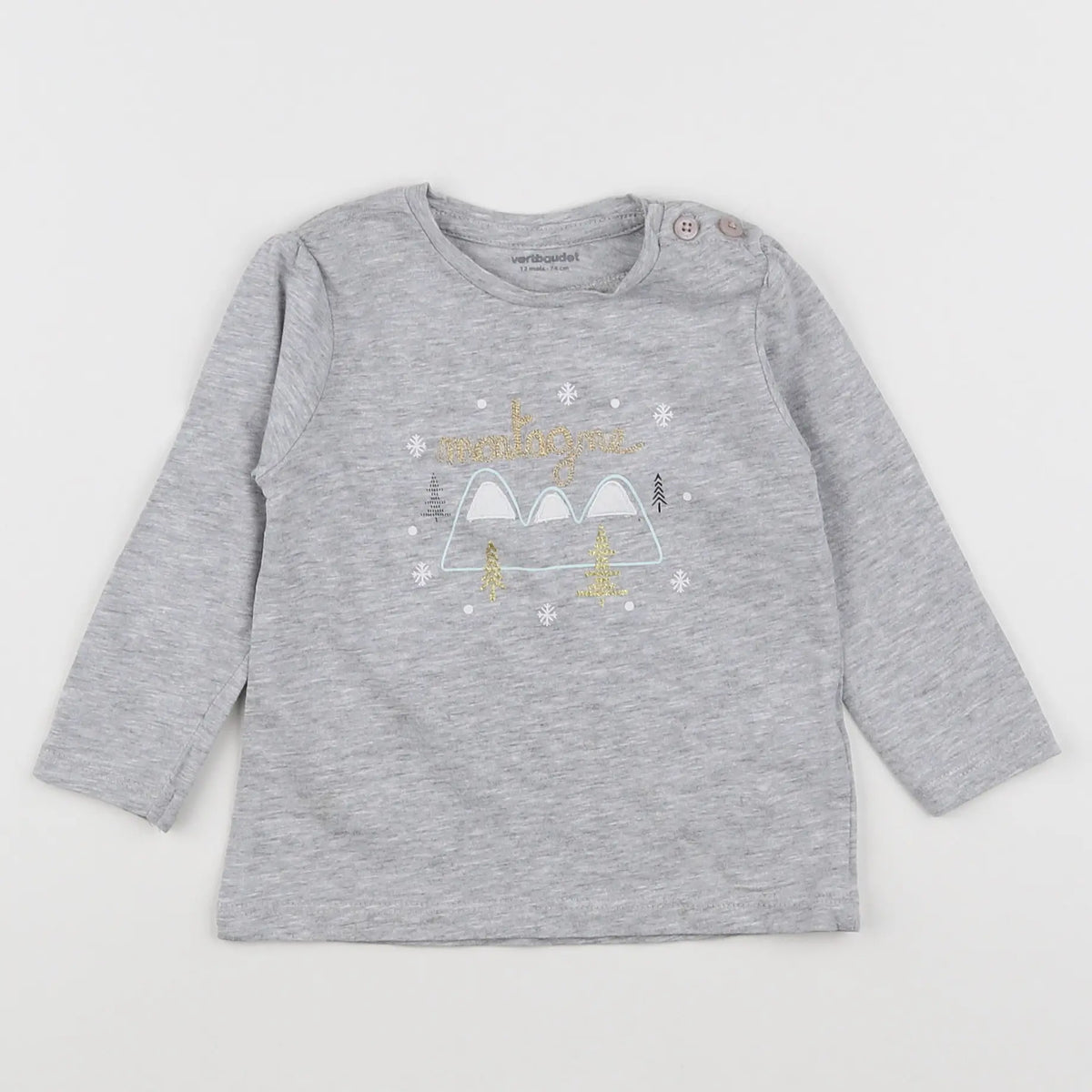 Vertbaudet - tee-shirt gris - 12 mois
