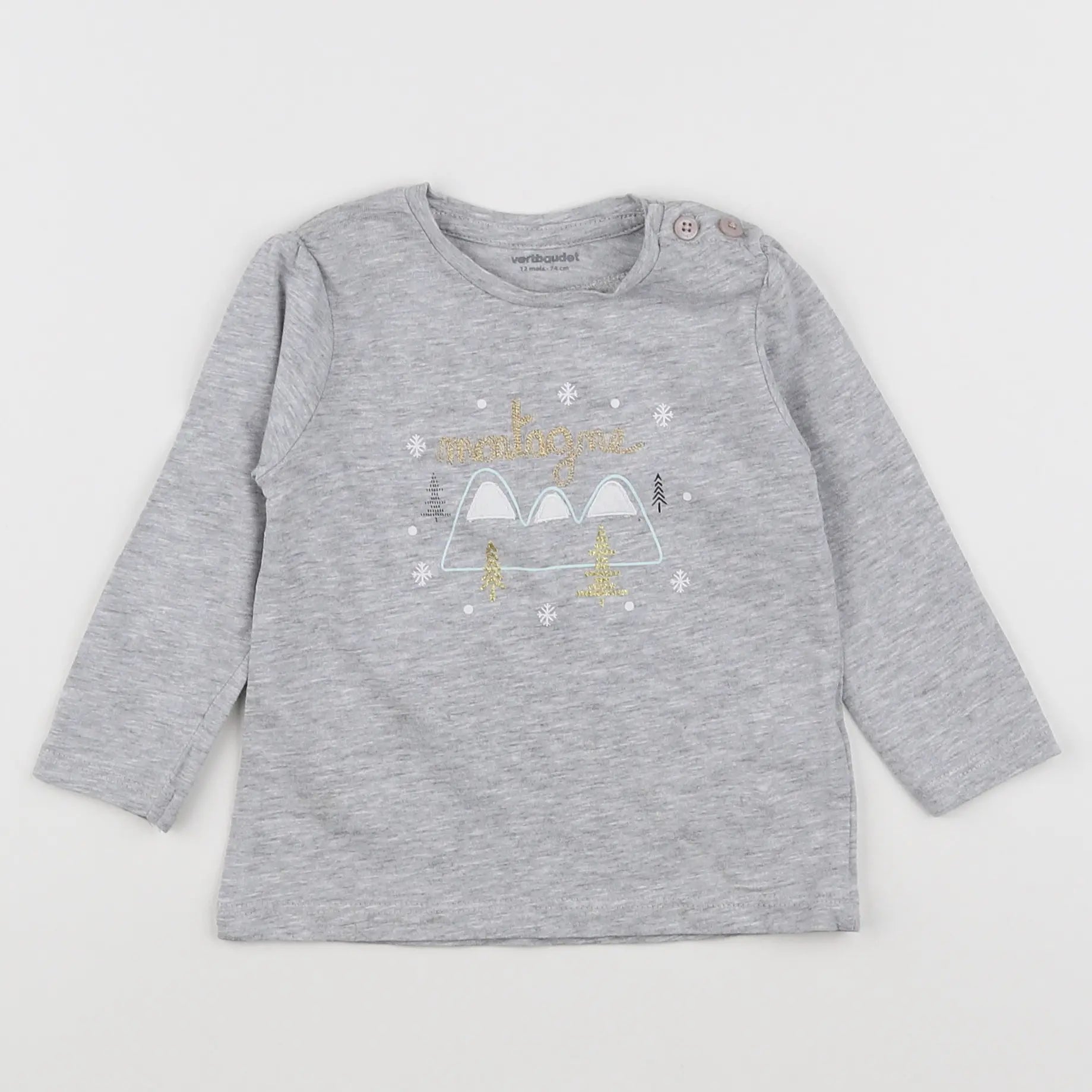 Vertbaudet - tee-shirt gris - 12 mois
