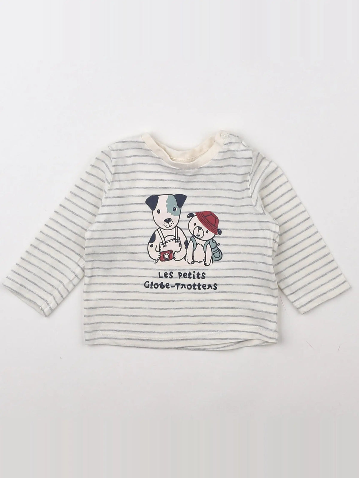 Vertbaudet - tee-shirt blanc, gris - 3 mois