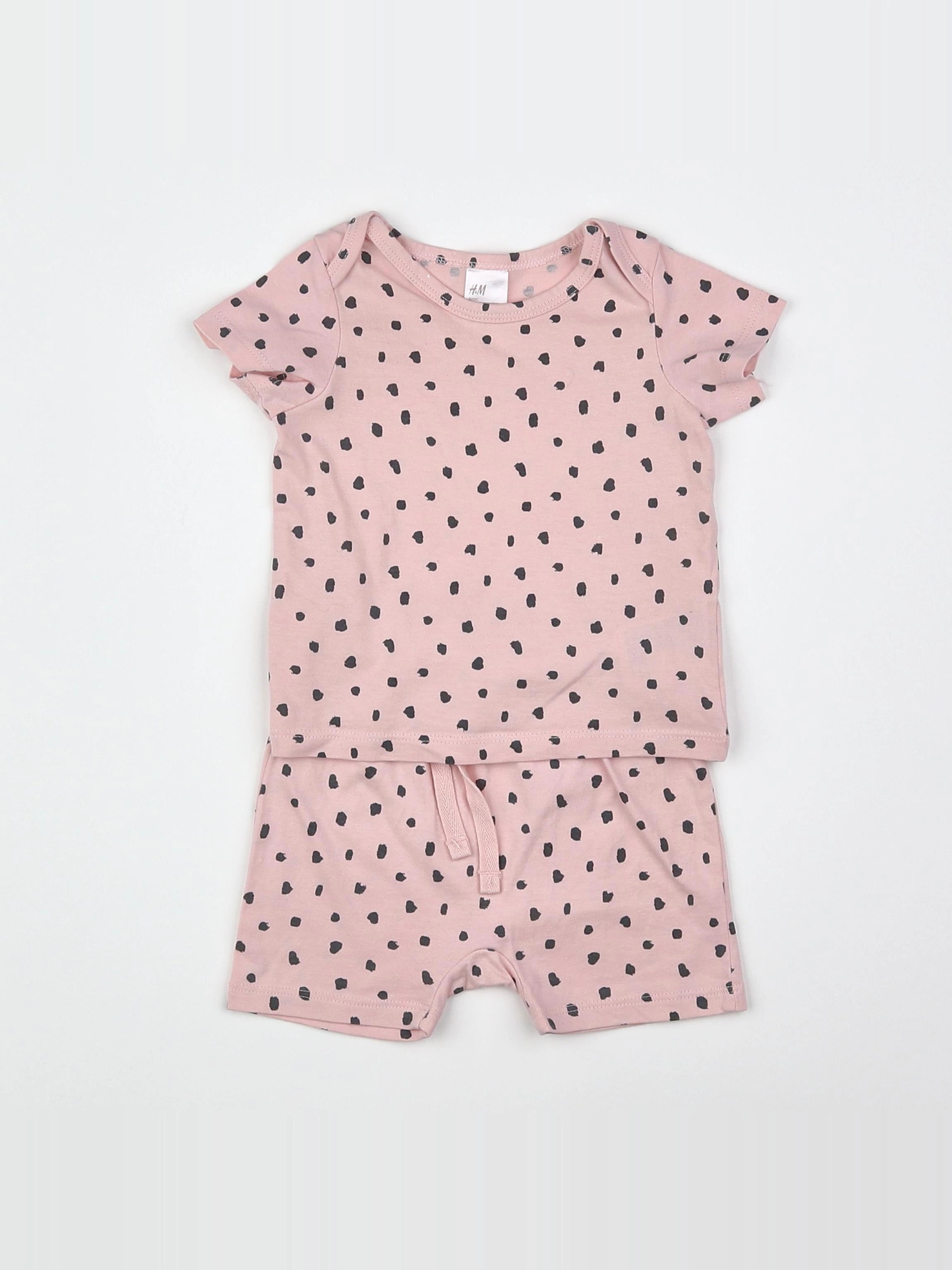 H&M - pyjama coton rose - 3 mois