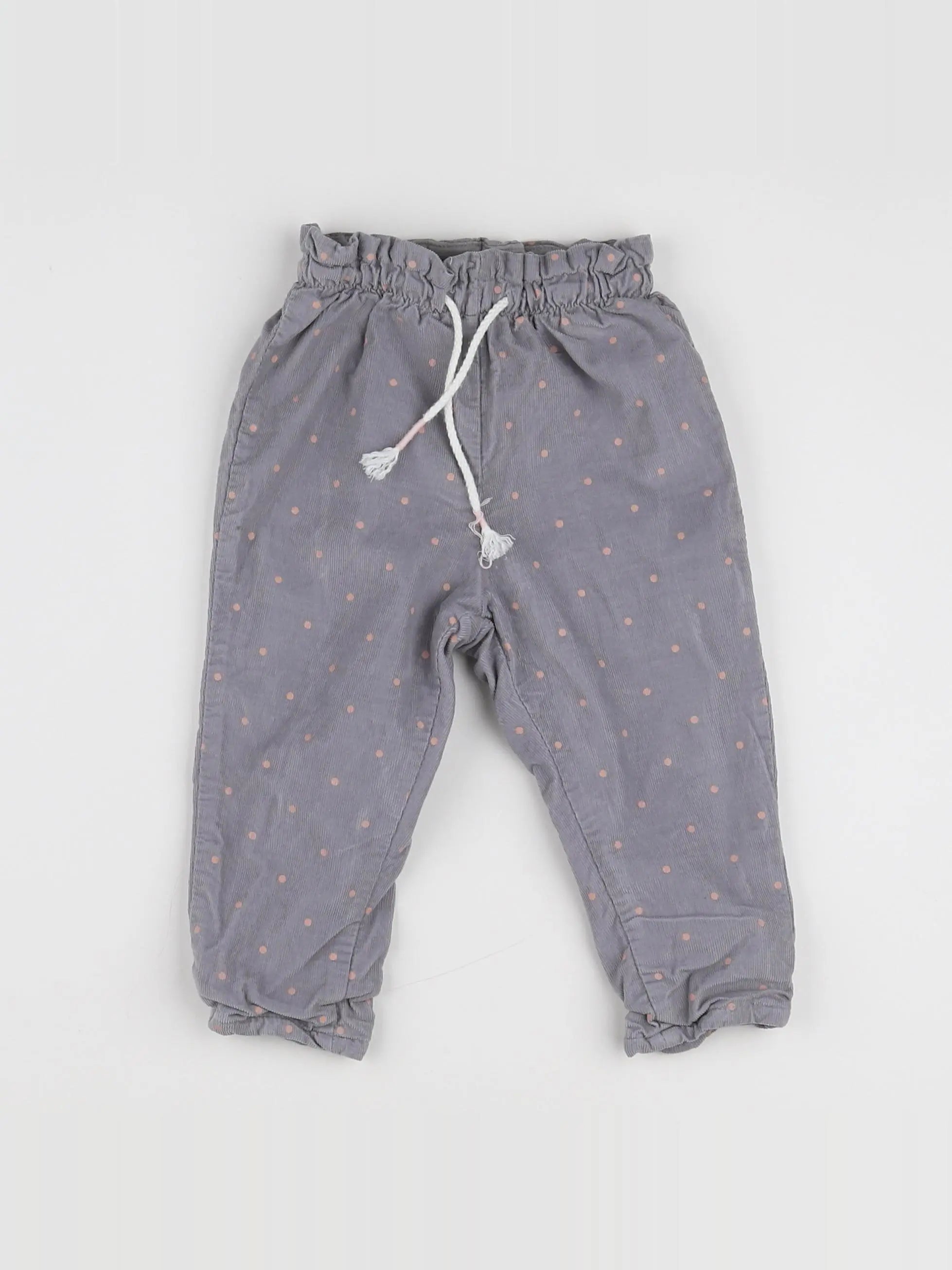 H&M - pantalon gris, rose - 12 mois