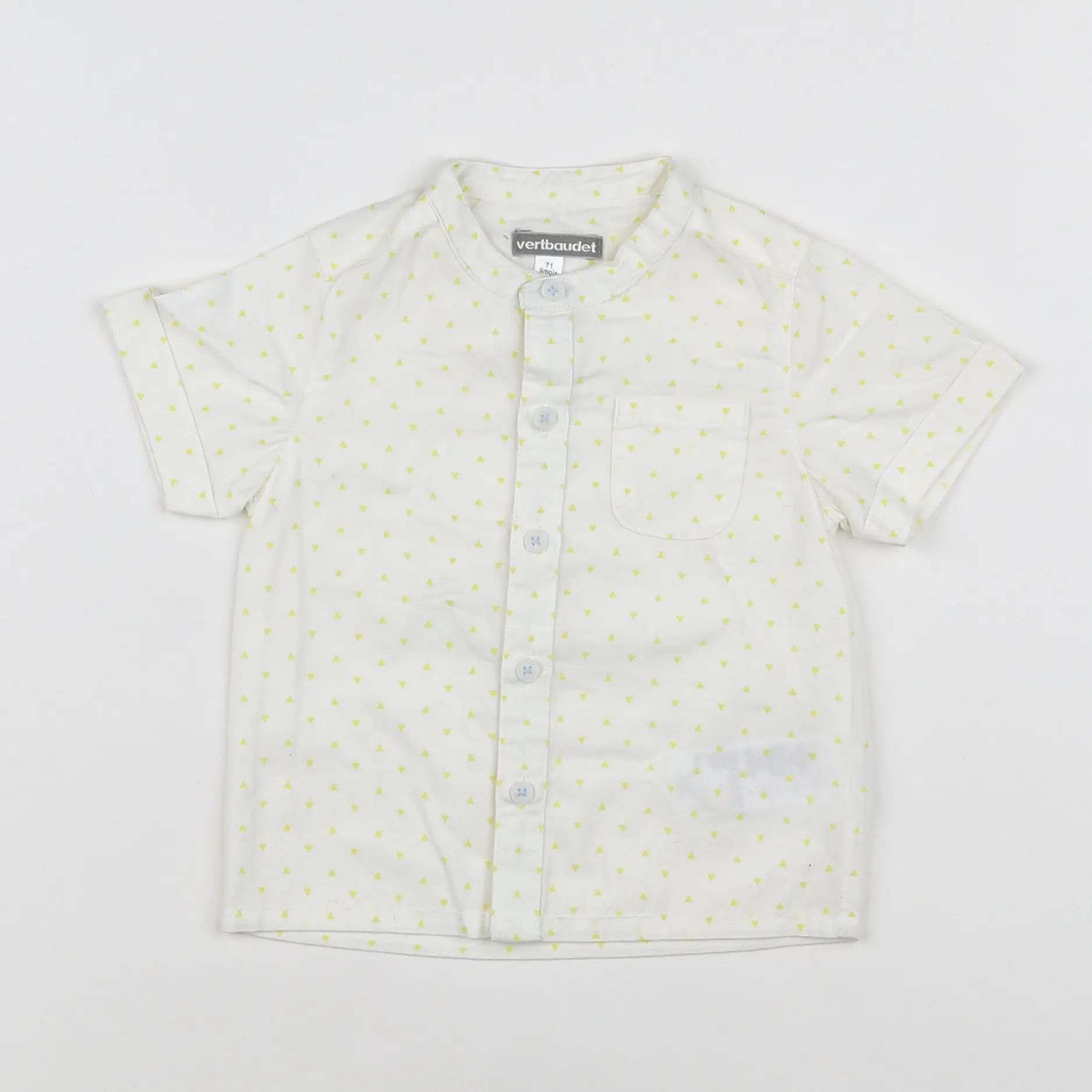 Vertbaudet - chemise blanc, jaune - 9 mois