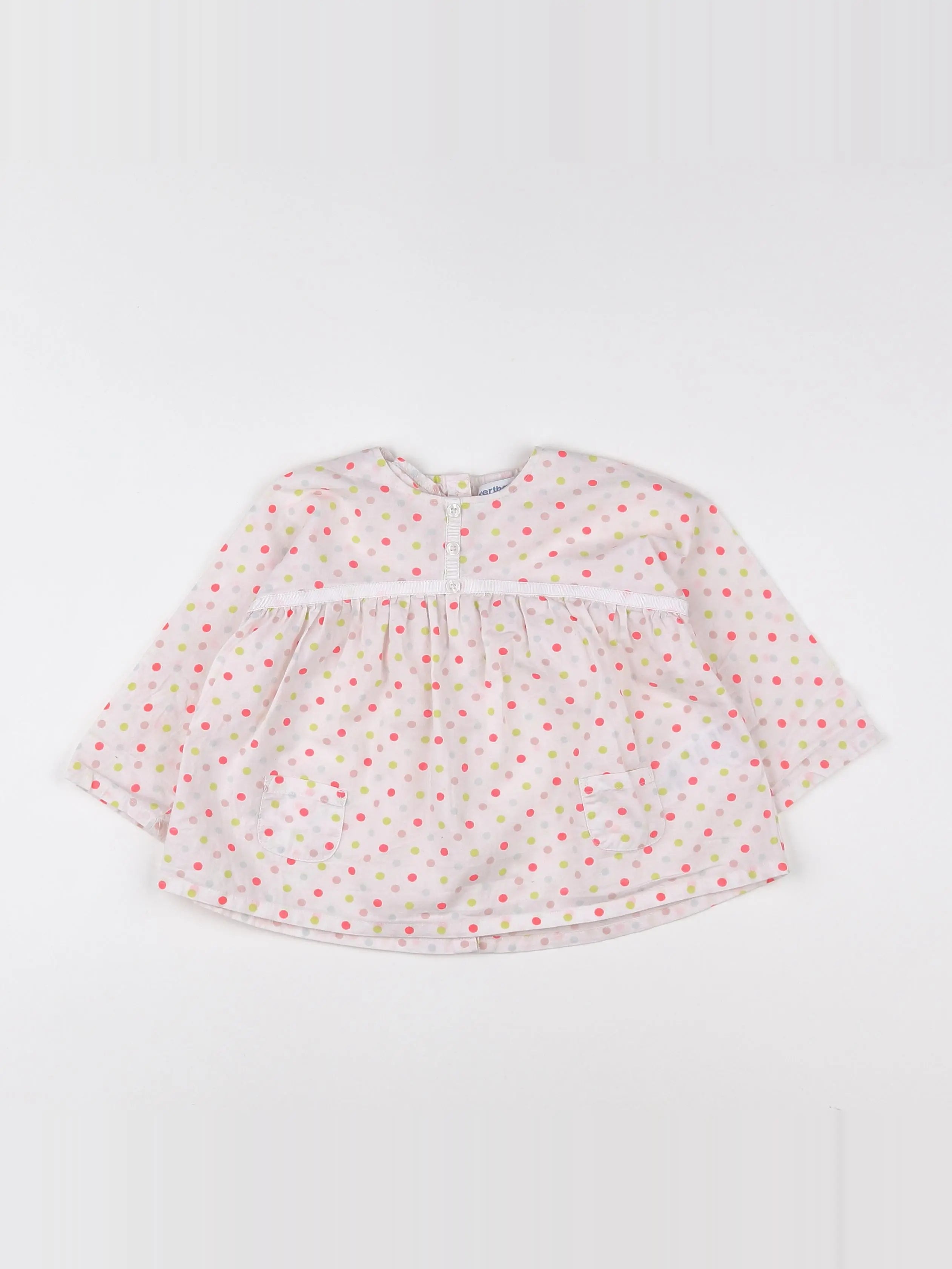 Vertbaudet - blouse rose, blanc - 12 mois
