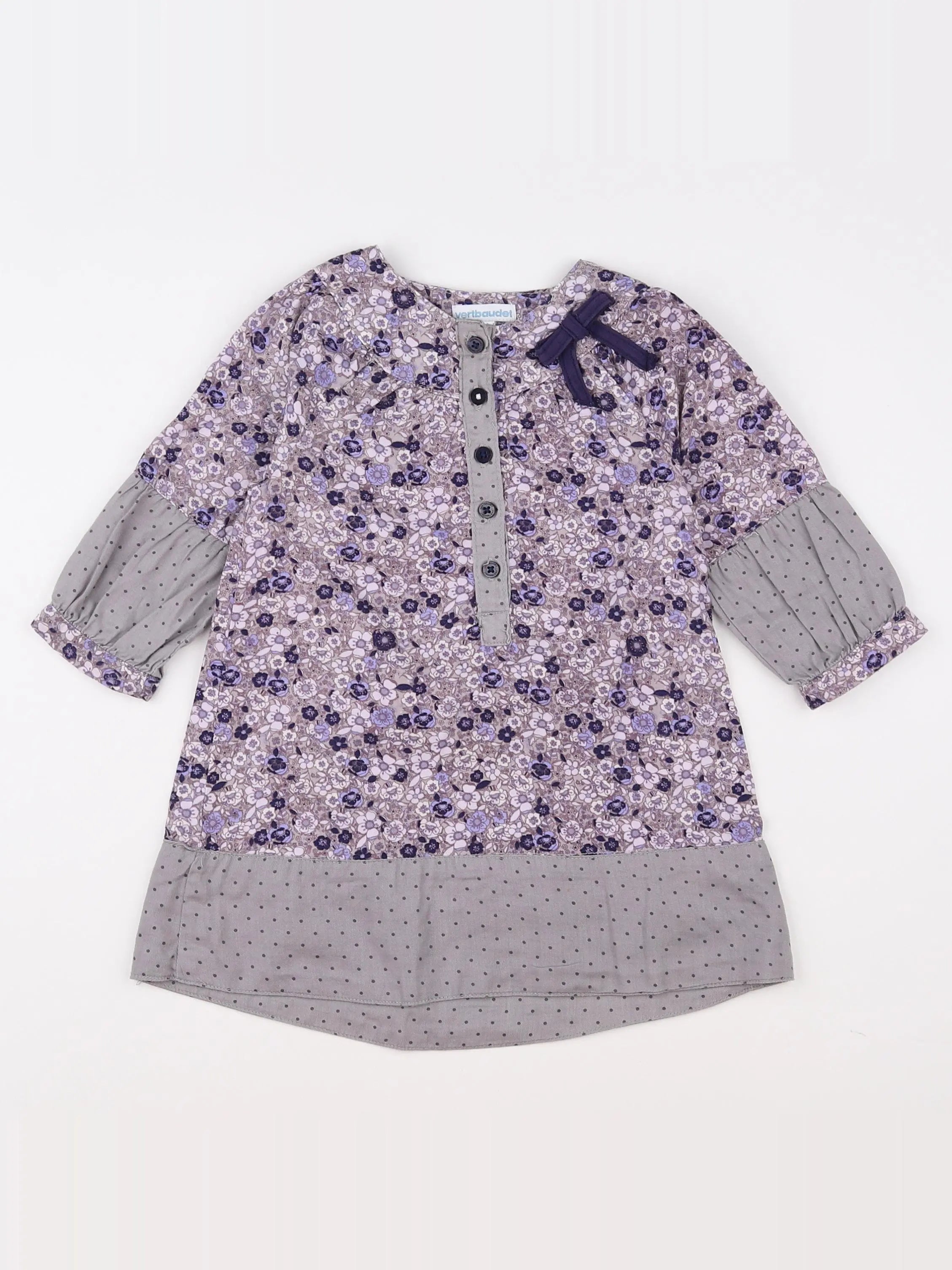 Vertbaudet - robe violet, gris - 18 mois