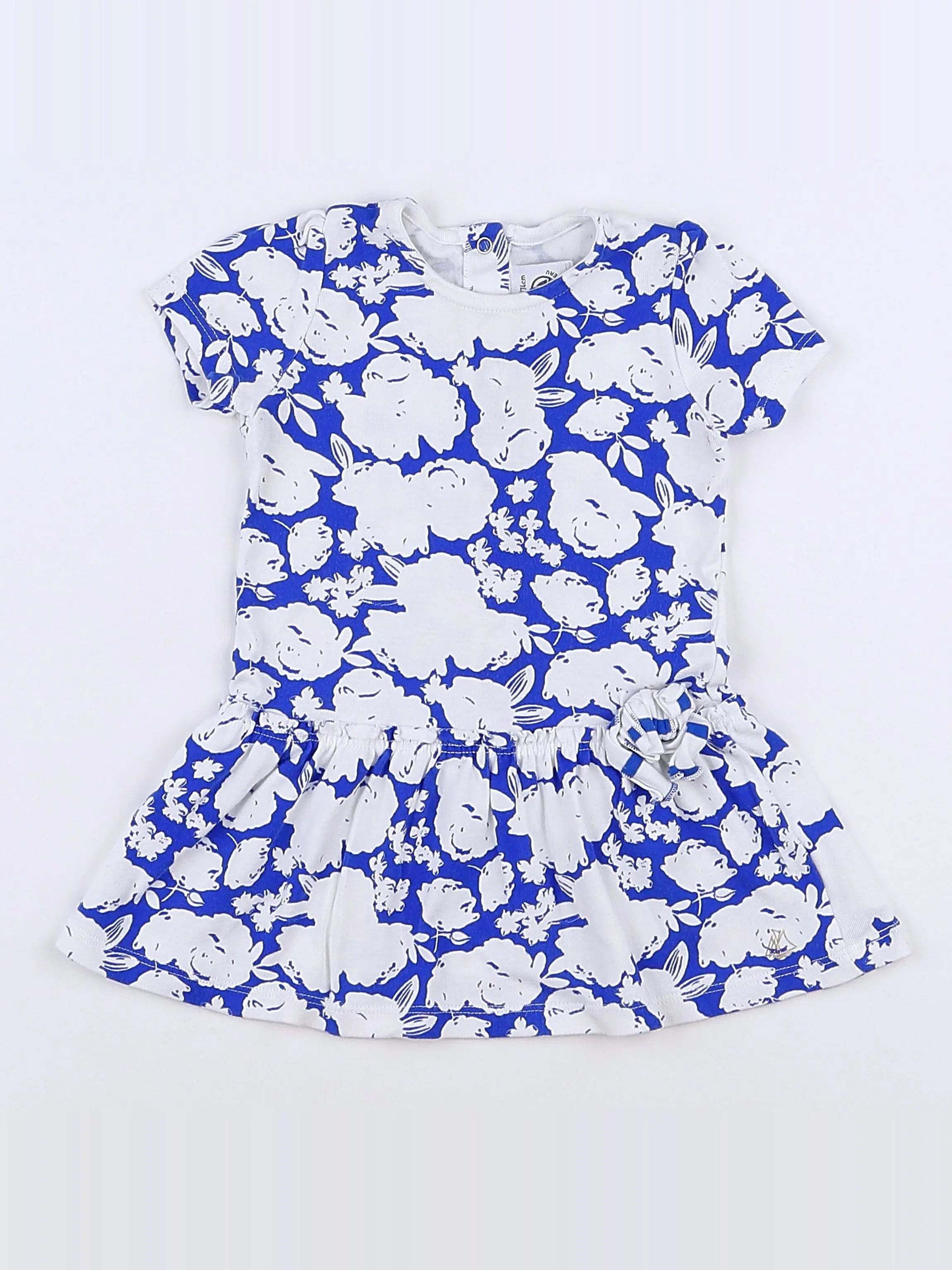 Petit Bateau - robe bleu, blanc - 12 mois