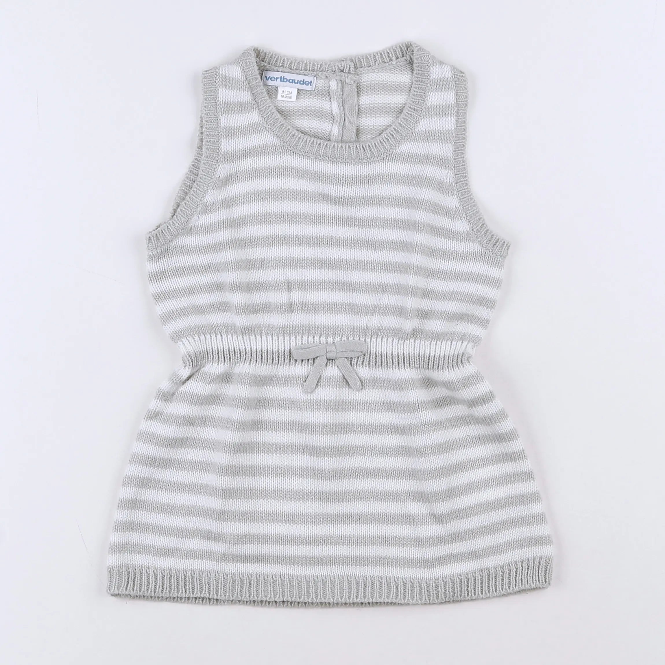 Vertbaudet - robe blanc, gris - 18 mois