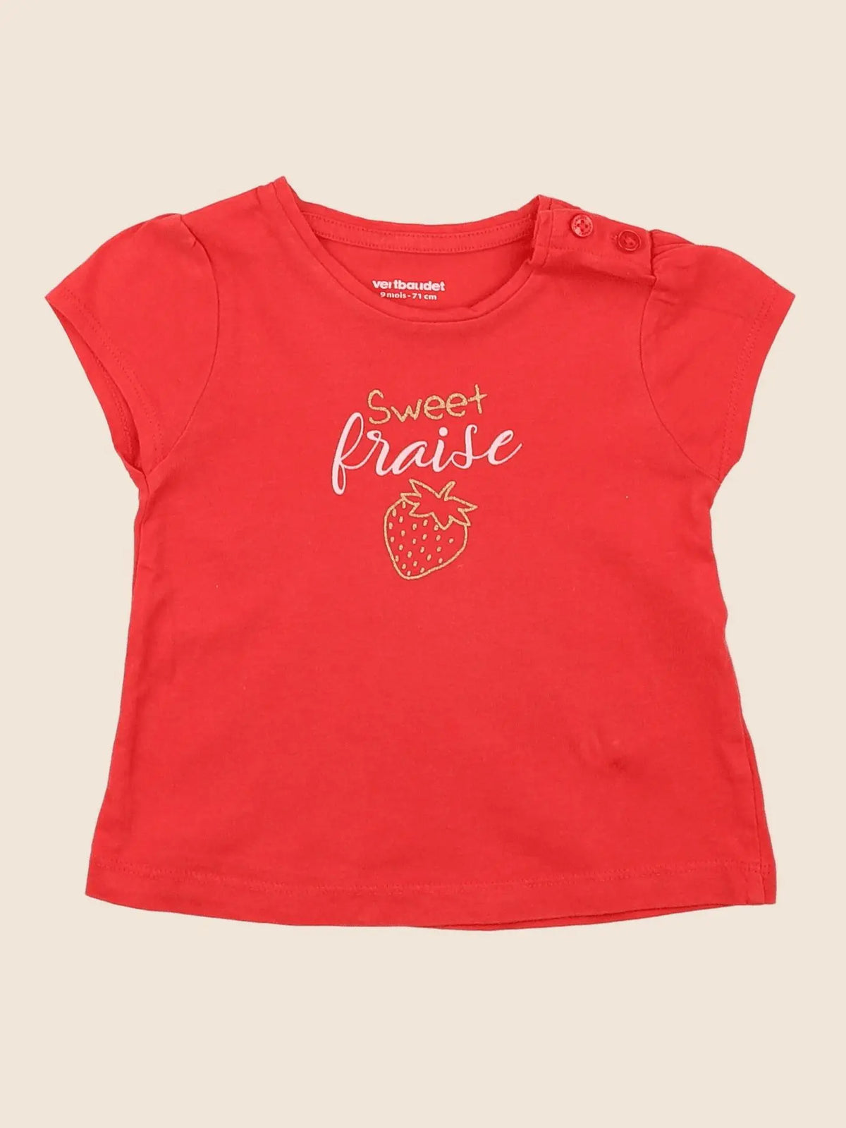 Vertbaudet - tee-shirt rouge - 9 mois