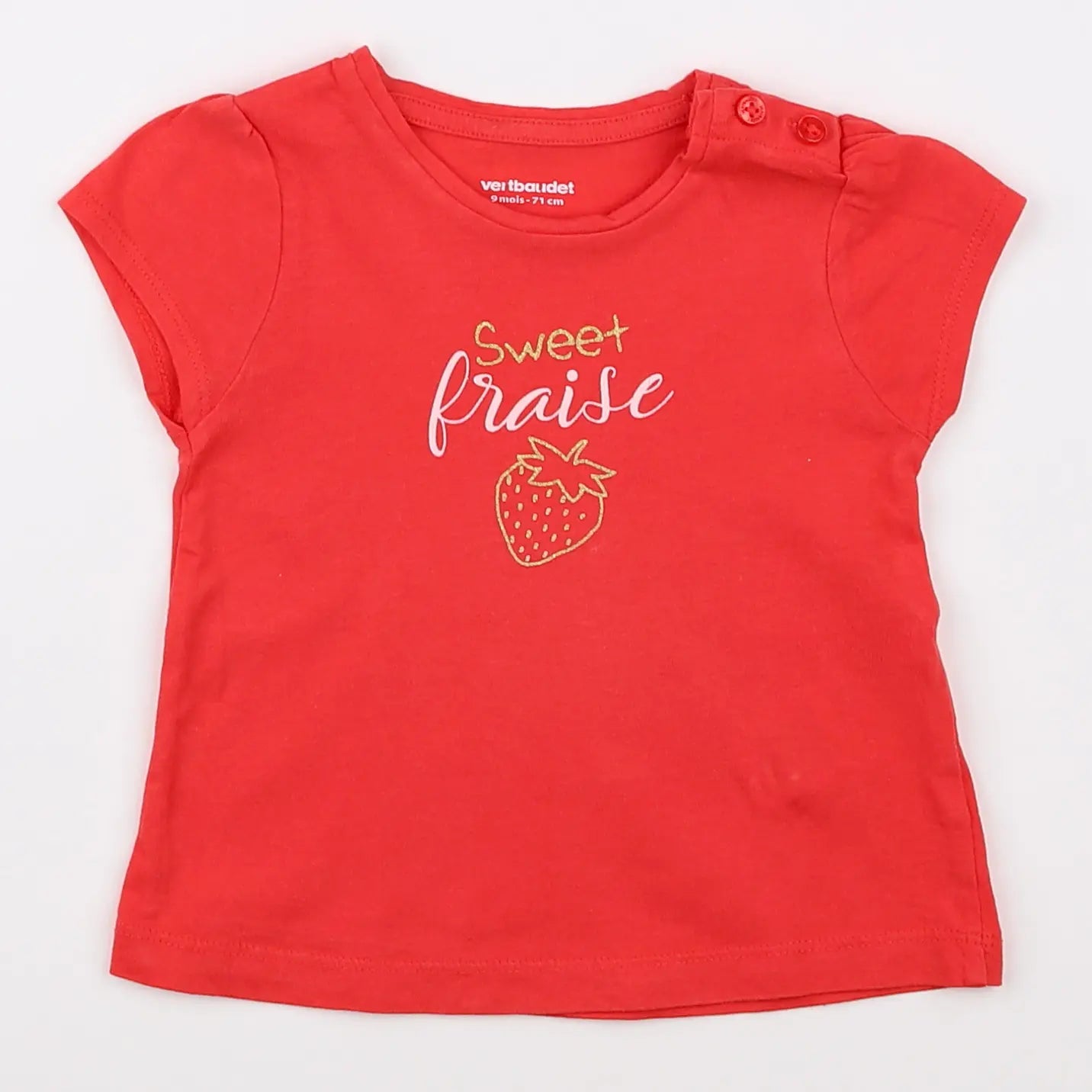 Vertbaudet - tee-shirt rouge - 9 mois