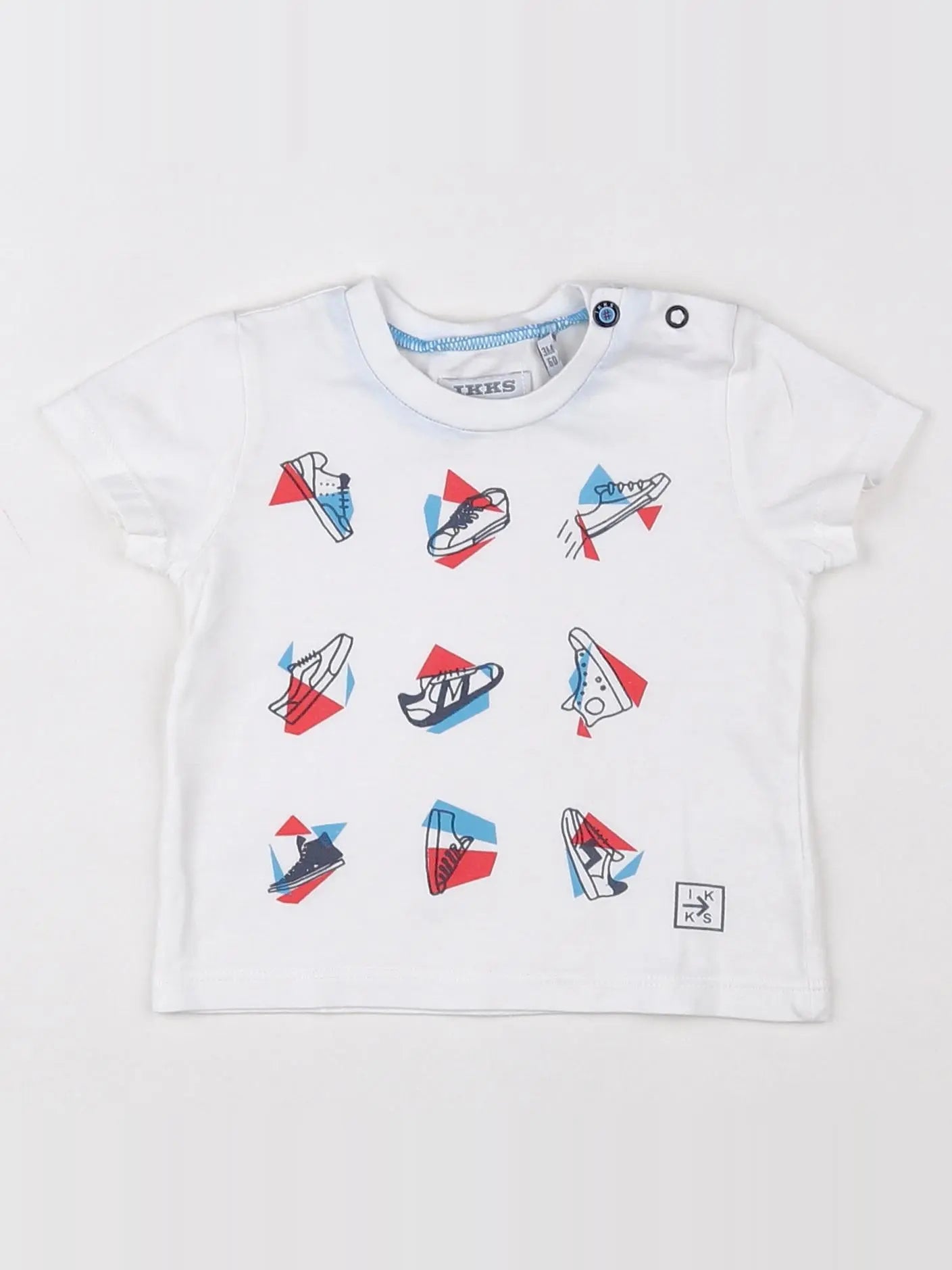 IKKS - tee-shirt blanc, bleu - 3 mois