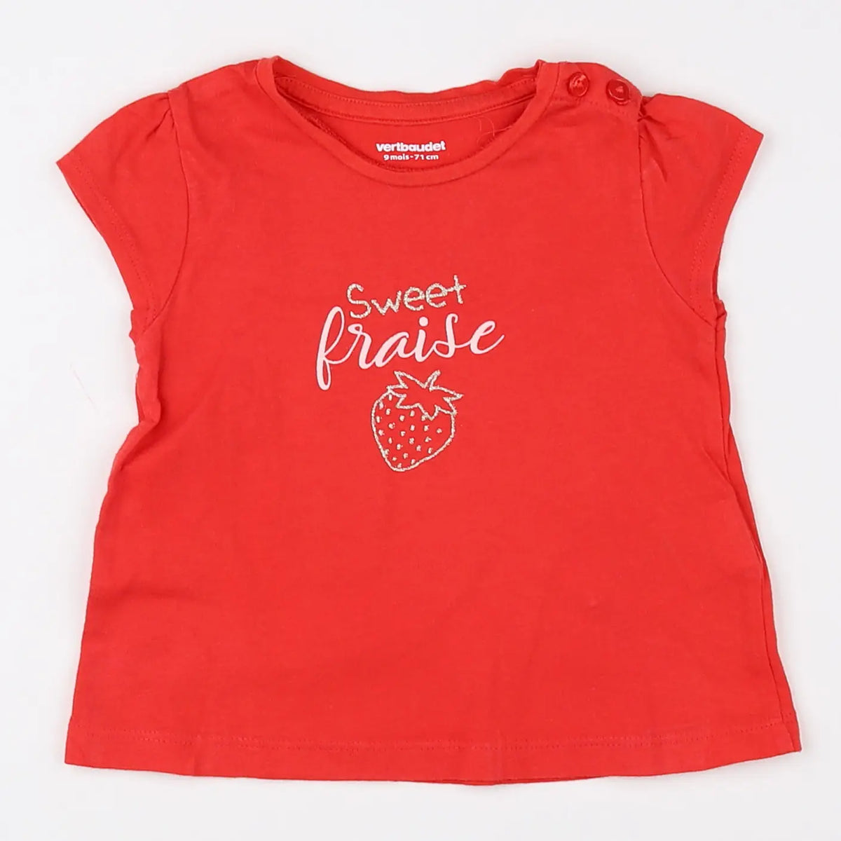 Vertbaudet - tee-shirt rouge - 9 mois
