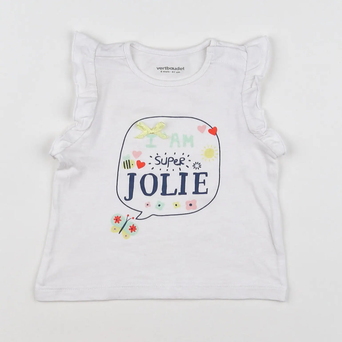 Vertbaudet - tee-shirt blanc - 6 mois
