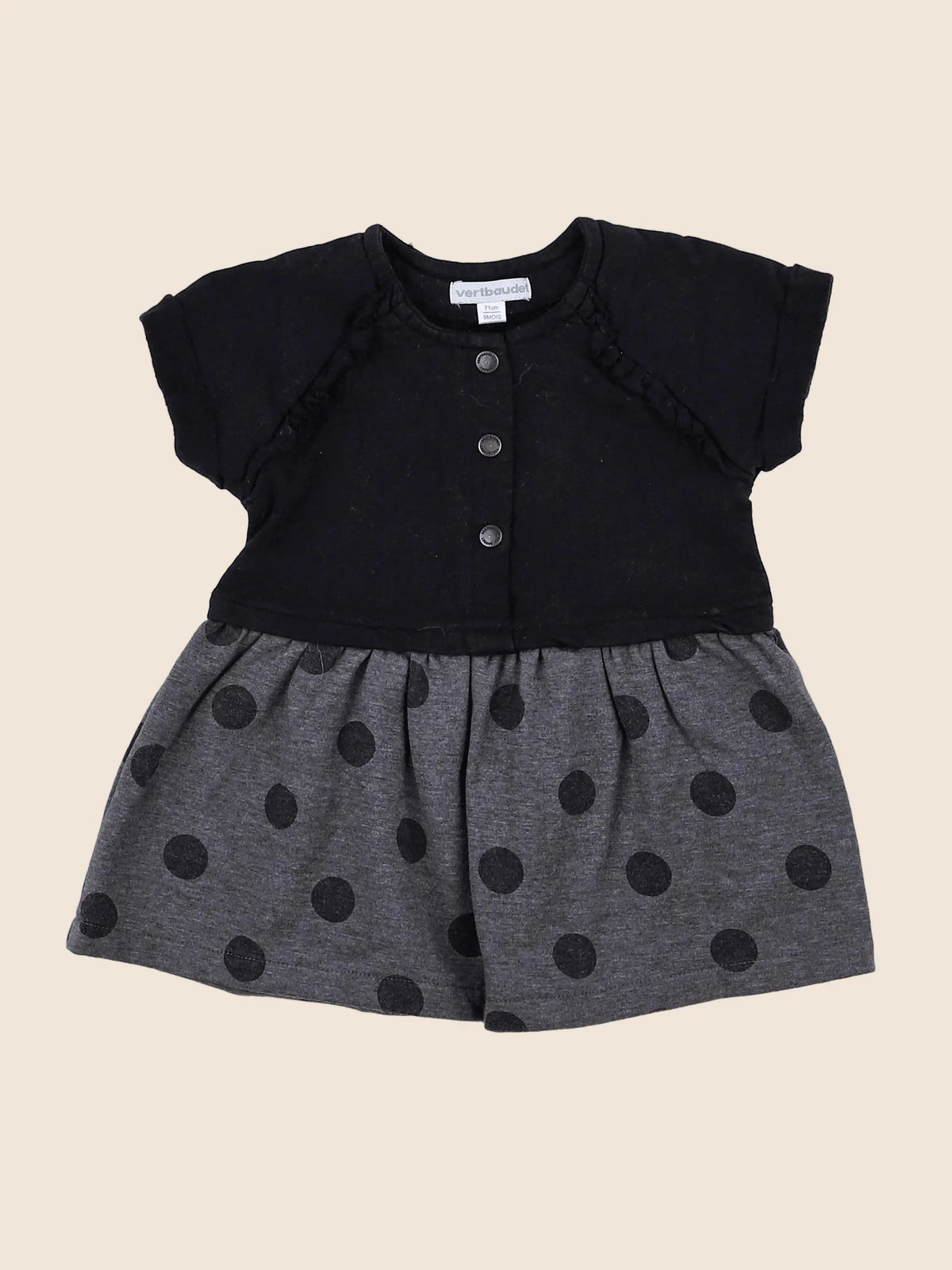Vertbaudet - robe gris, noir - 9 mois