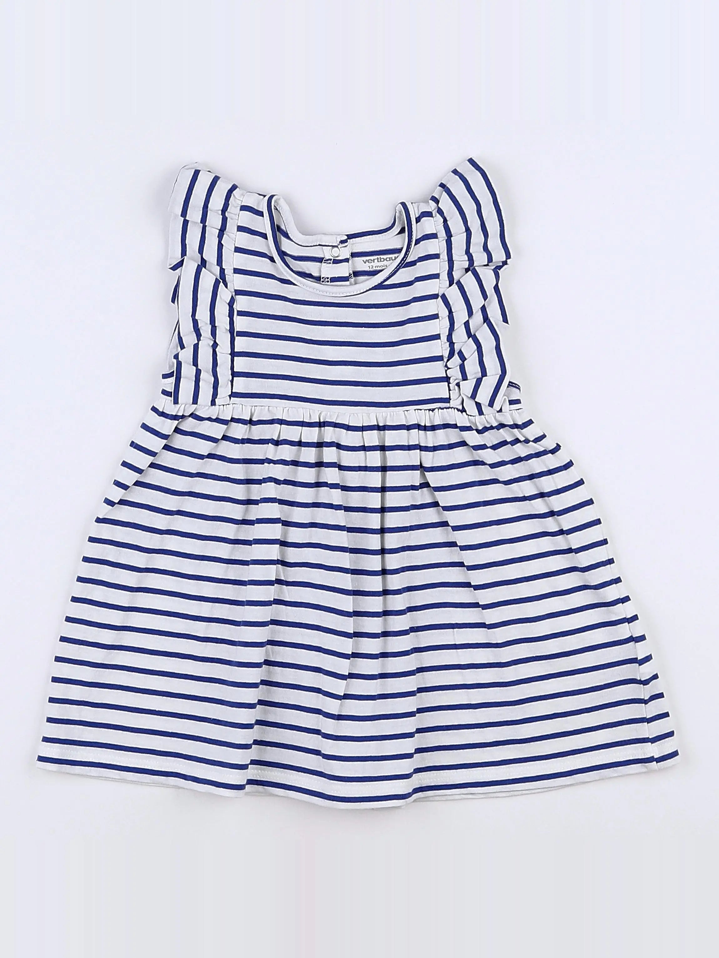 Vertbaudet - robe blanc, bleu - 12 mois