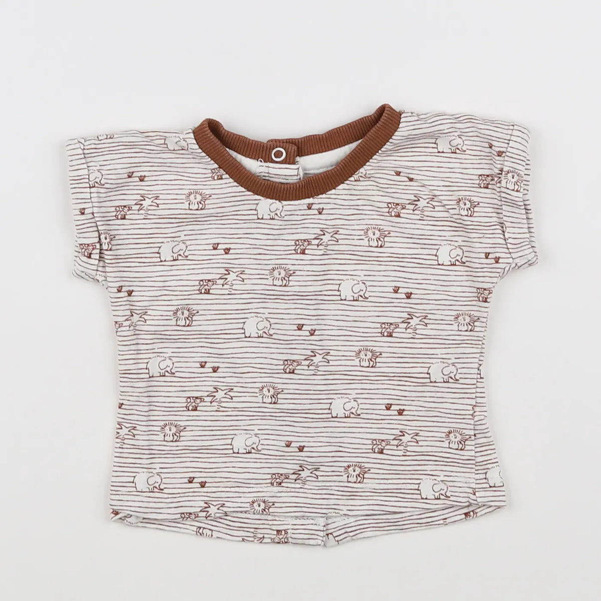 Vertbaudet - tee-shirt marron, blanc - 6 mois