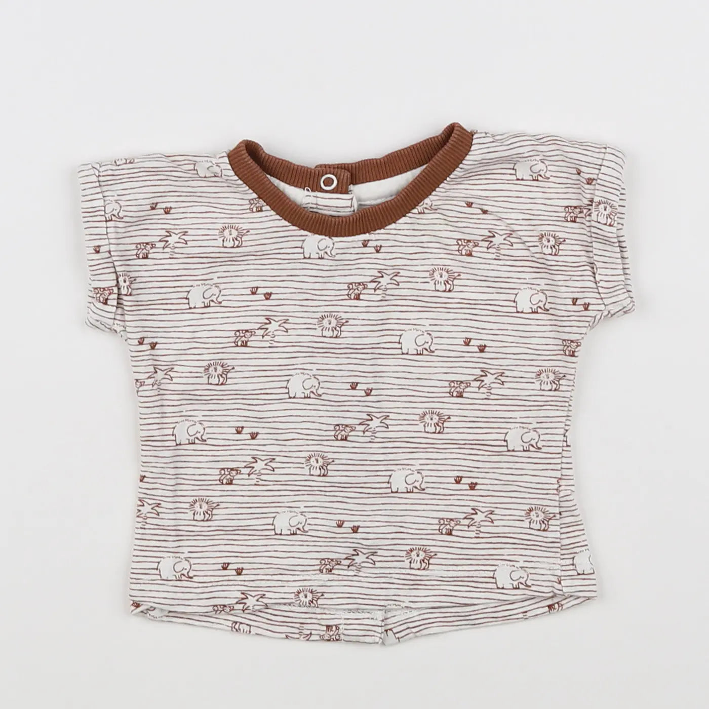 Vertbaudet - tee-shirt marron, blanc - 6 mois