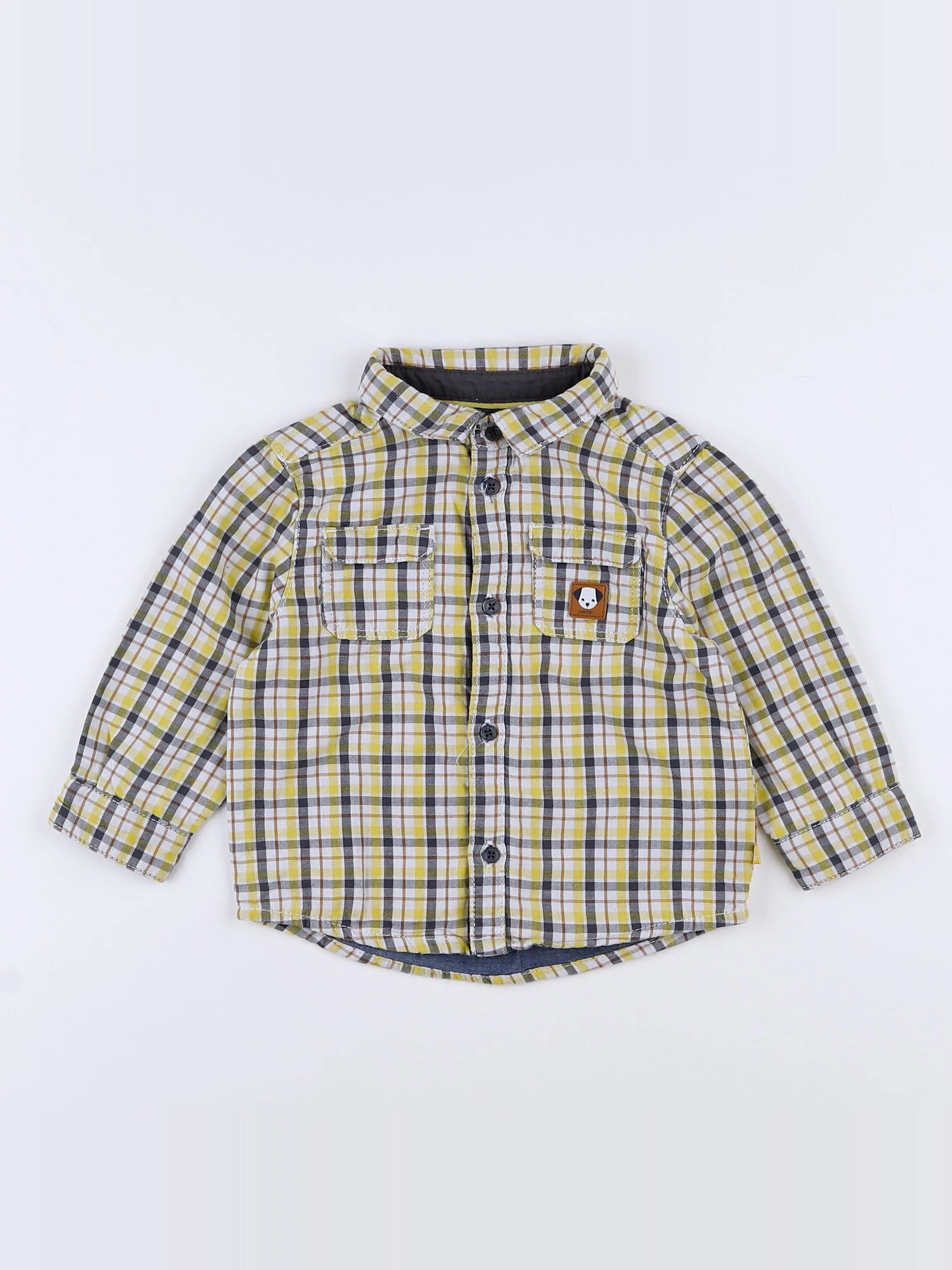 H&M - chemise jaune, gris - 12 mois