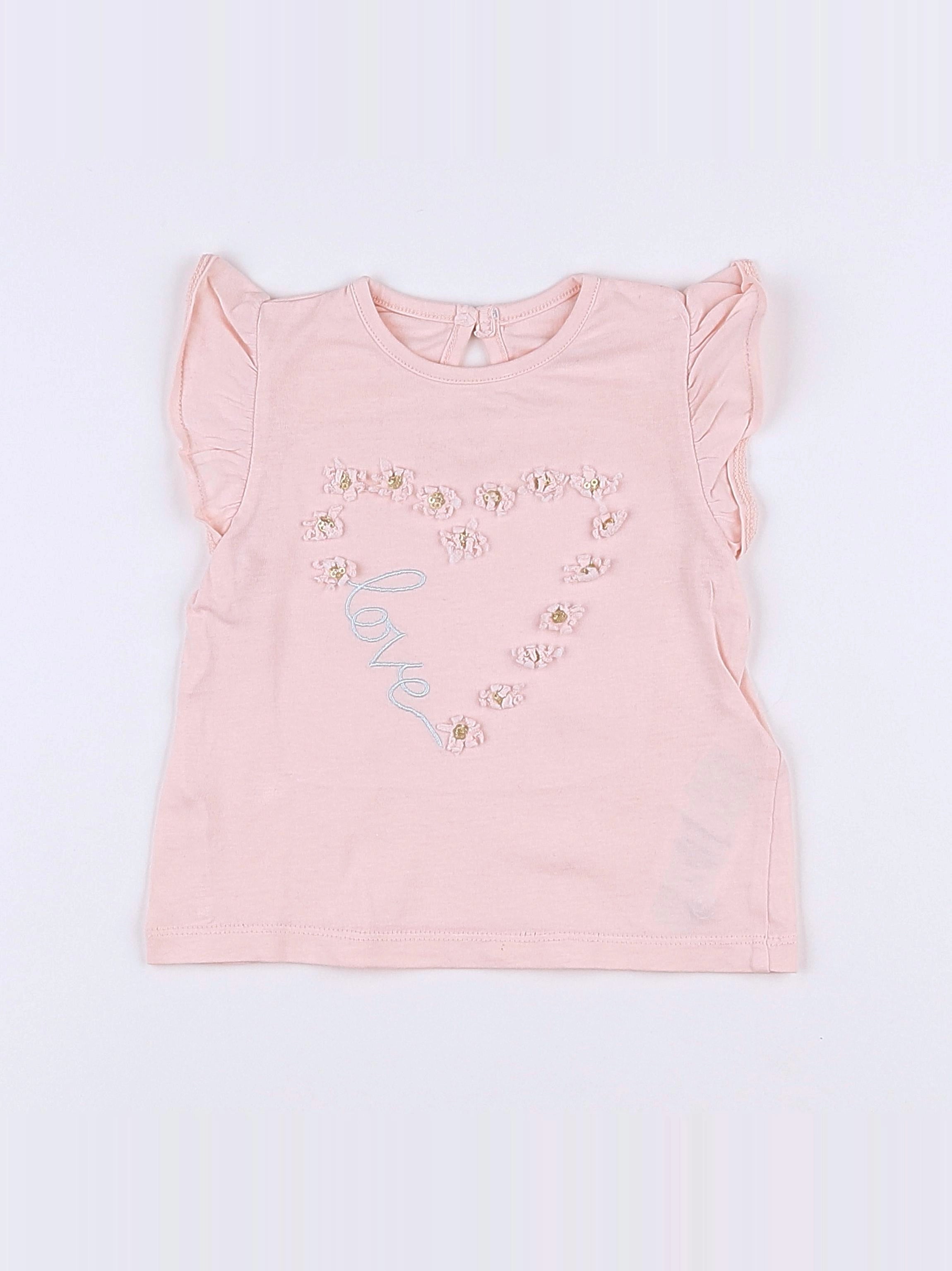 Vertbaudet - tee-shirt rose - 12 mois