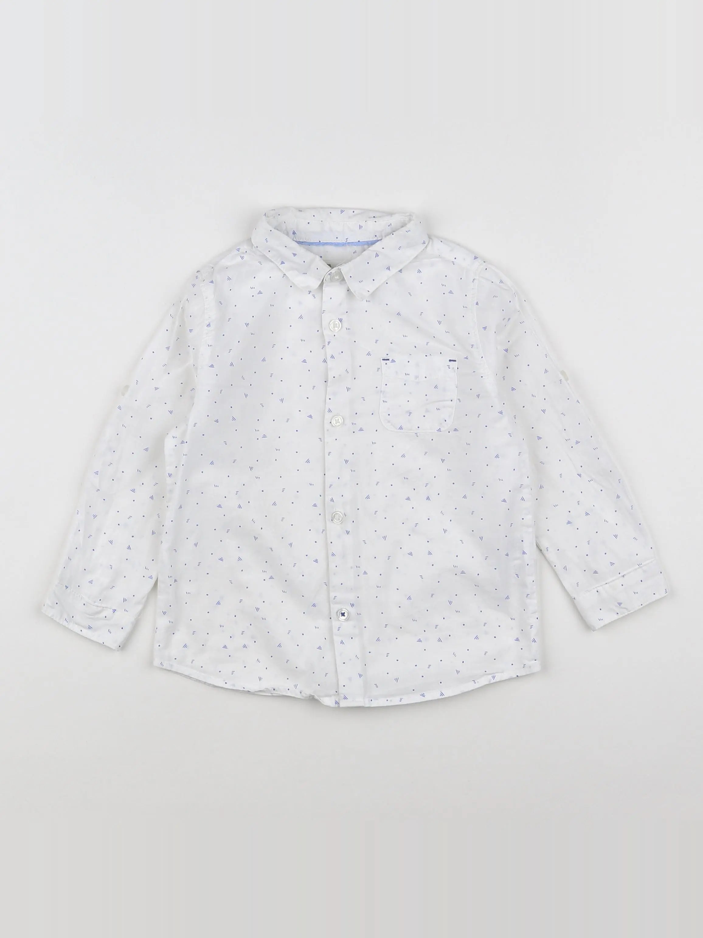 Zara - chemise blanc, bleu - 2/3 ans